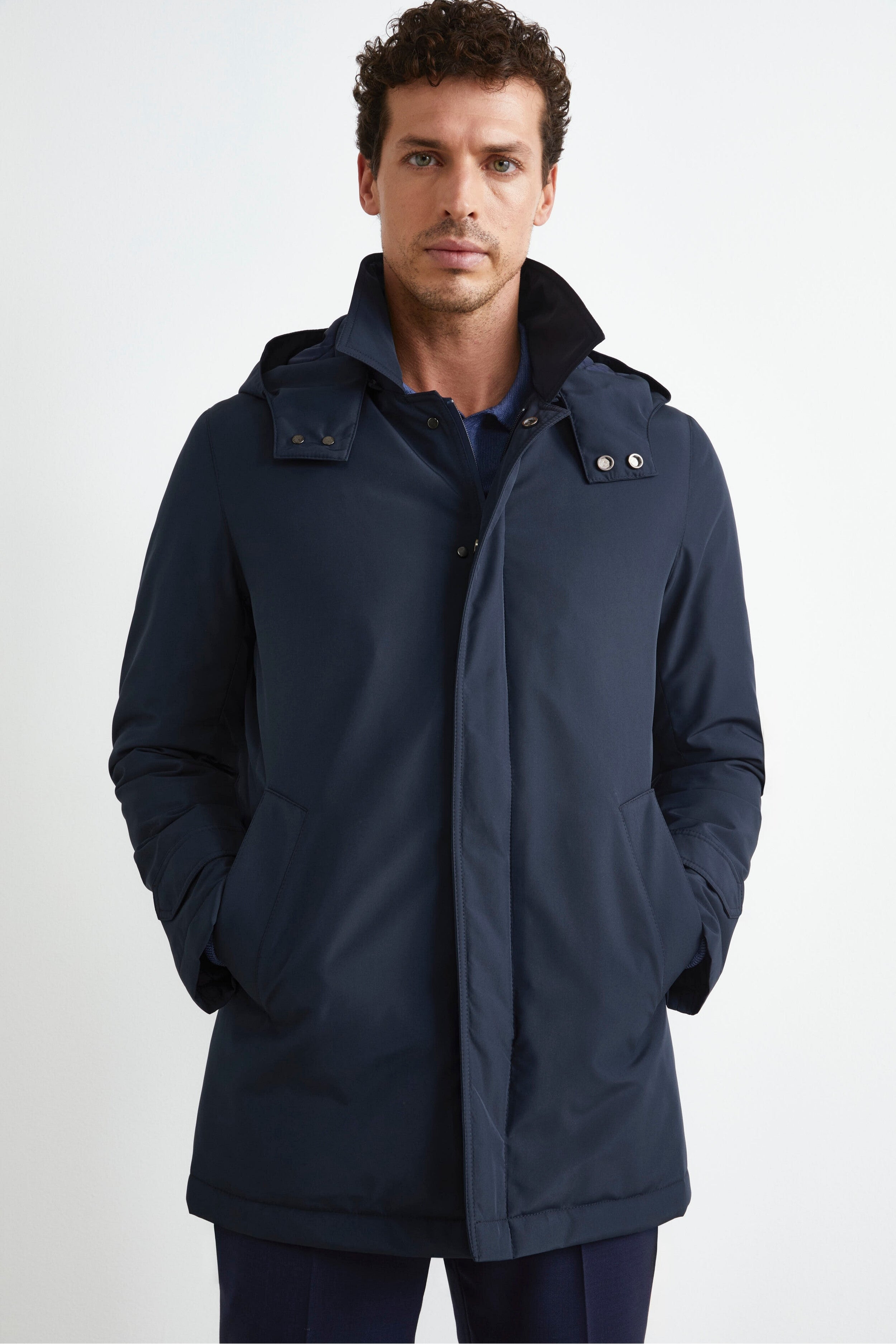 Jacket with Removable Hood - Midnight blue