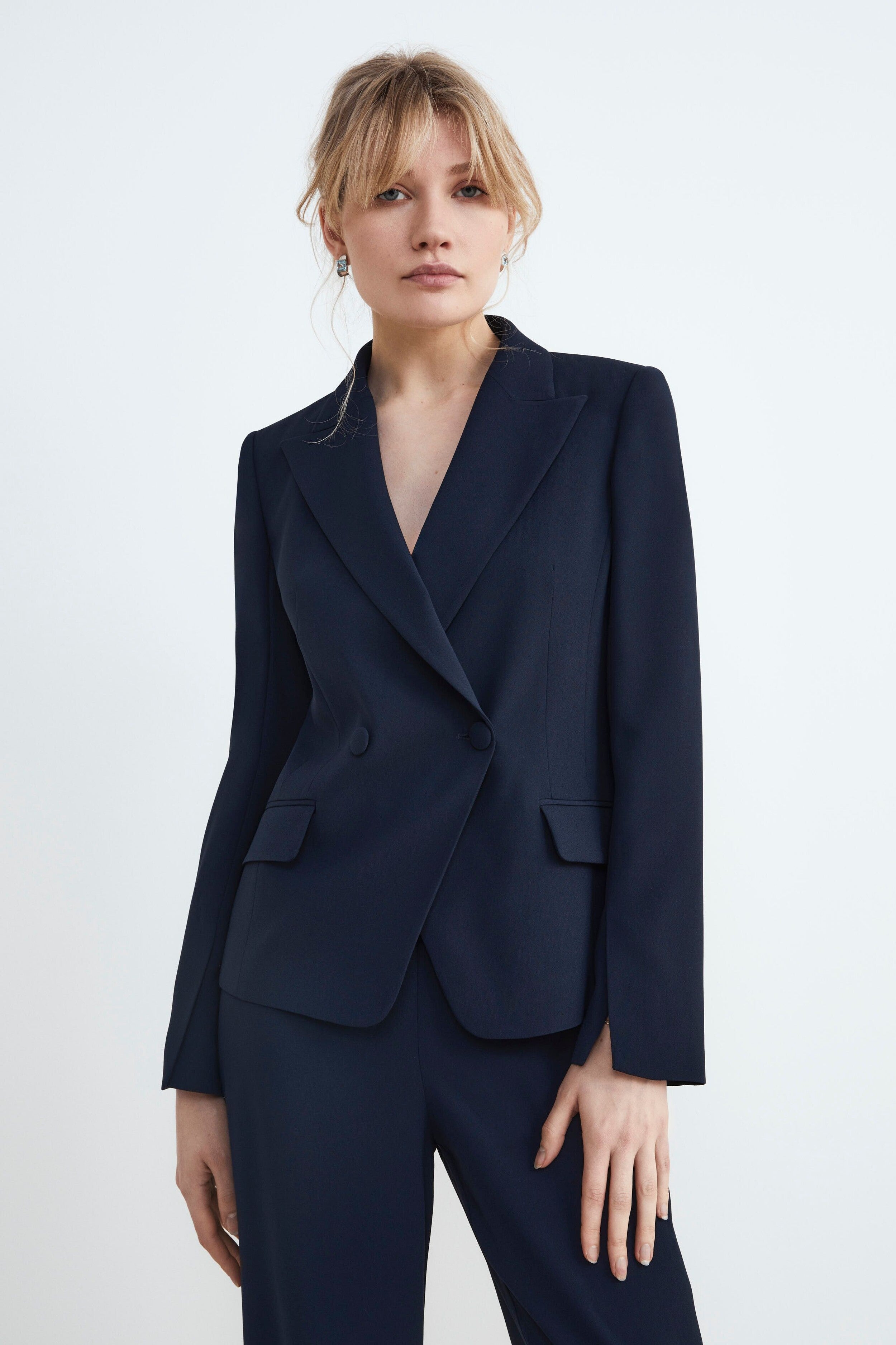 Elegant double-breasted blazer - BLUE