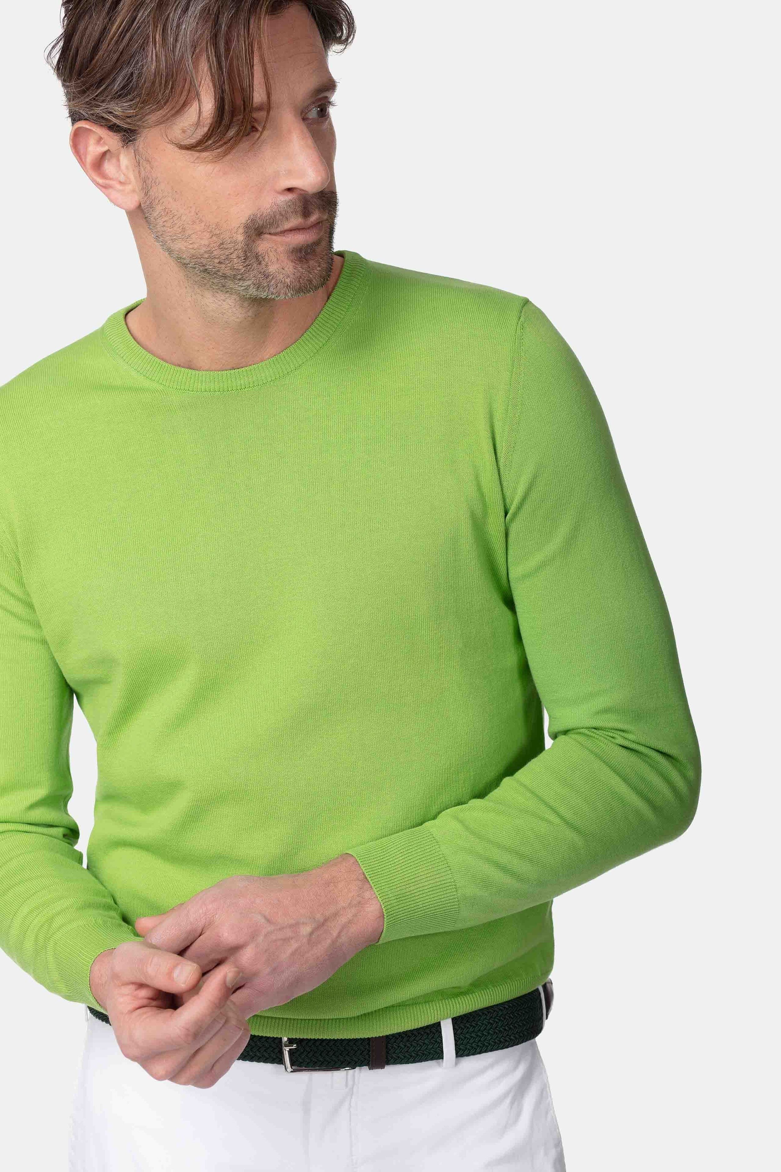 Cotton crewneck sweater - Grass green