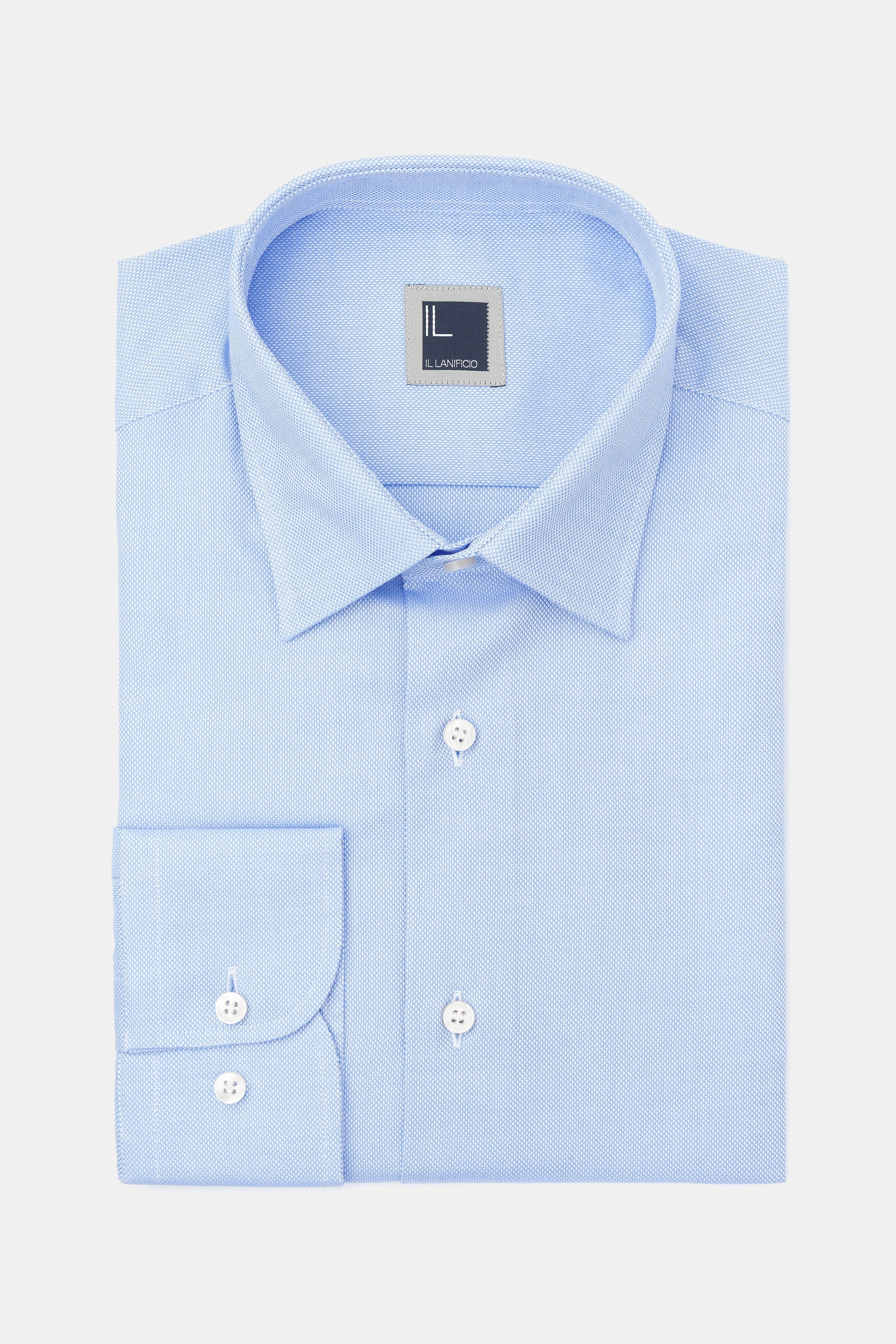 Chemise classique à col nid d’abeille - Bleu clair