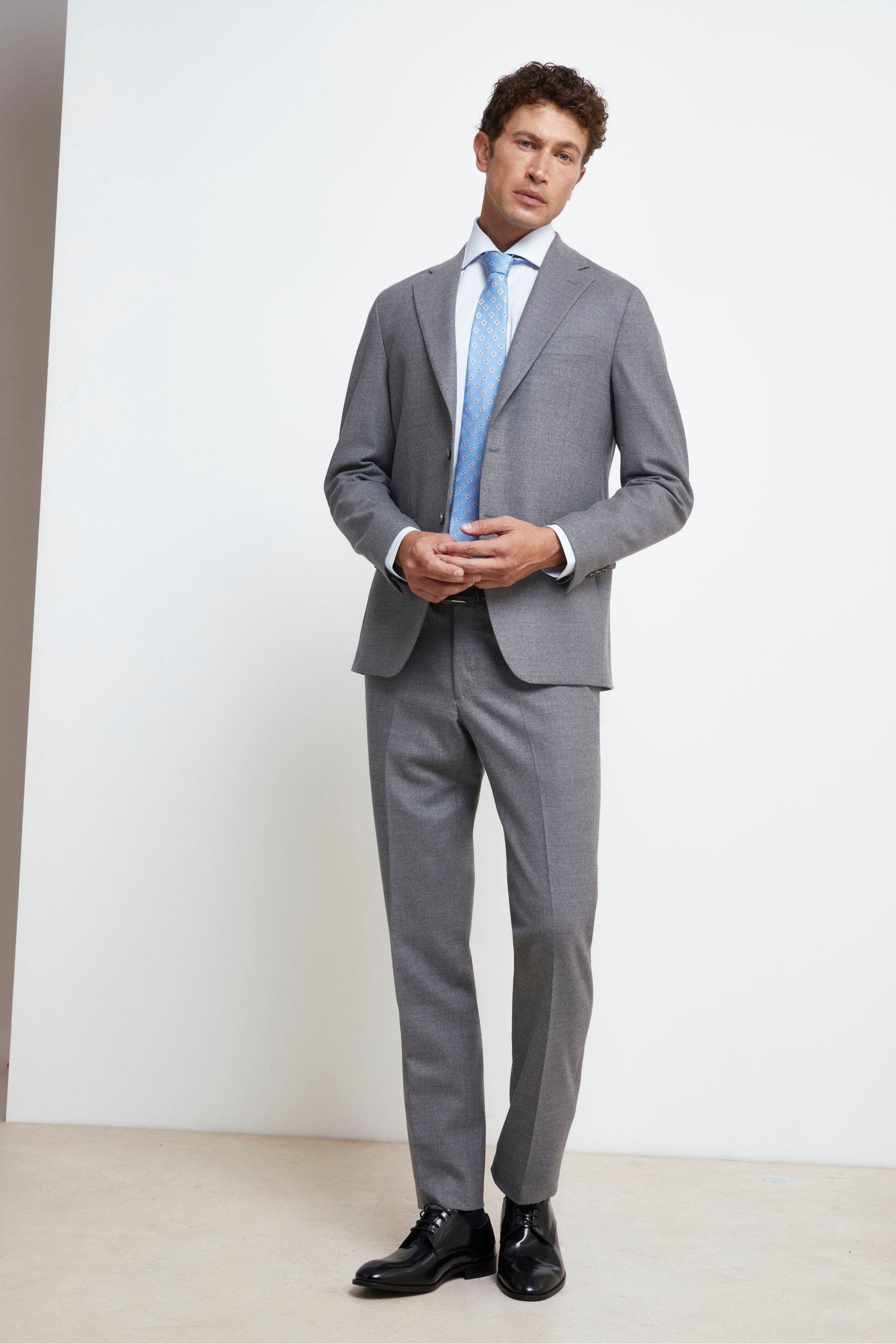 Single-Breasted Wool Suit - Light grey