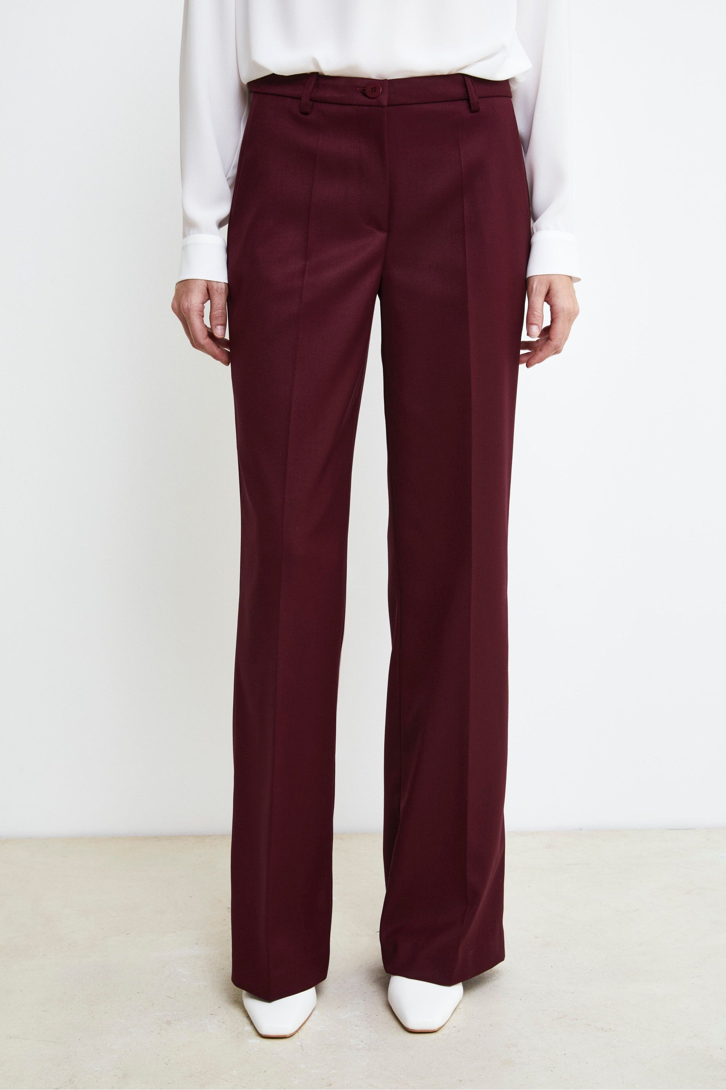 Soft Wide-Leg Pants - Burgundy