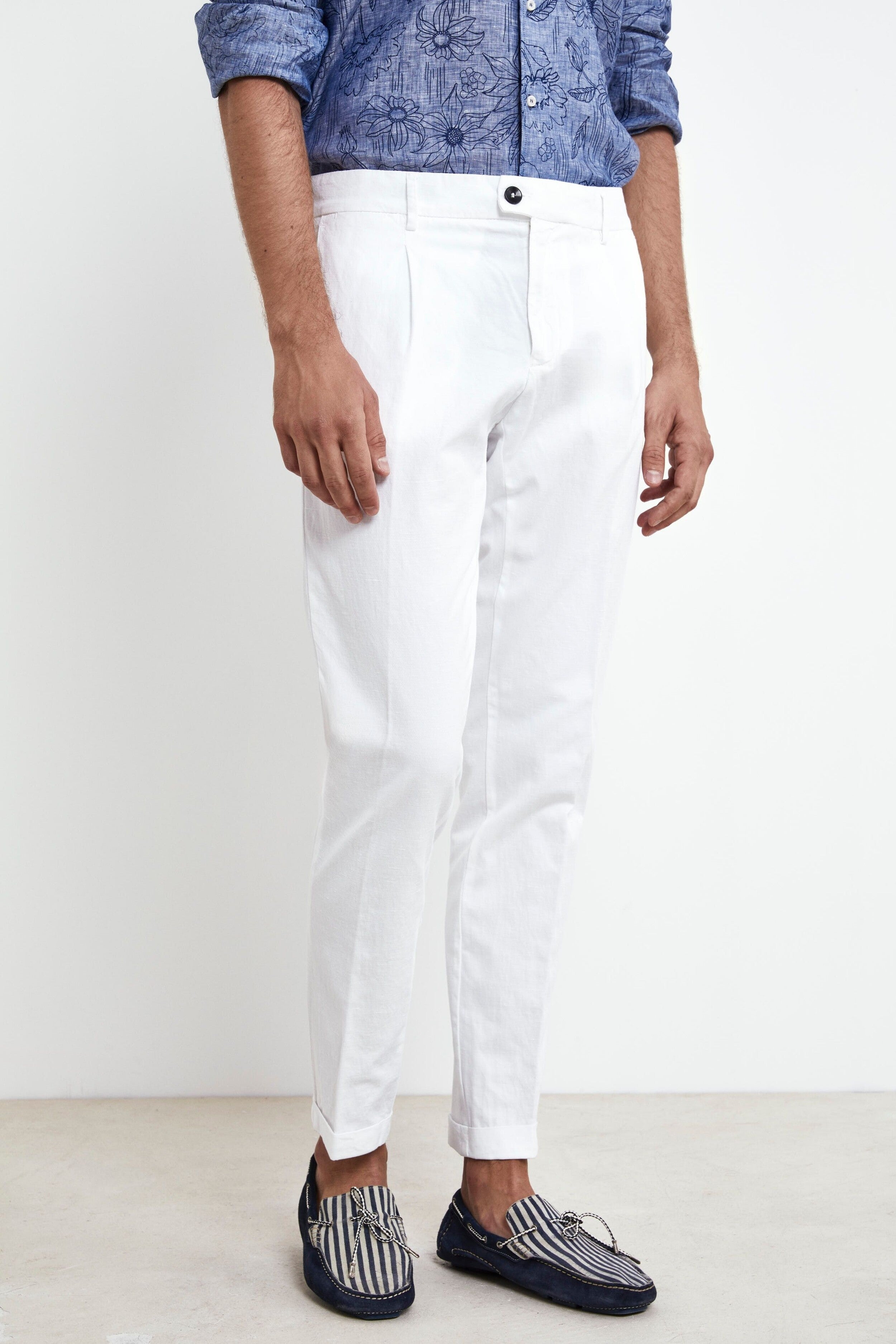 Pantalon à plis pour hommes - BLANC