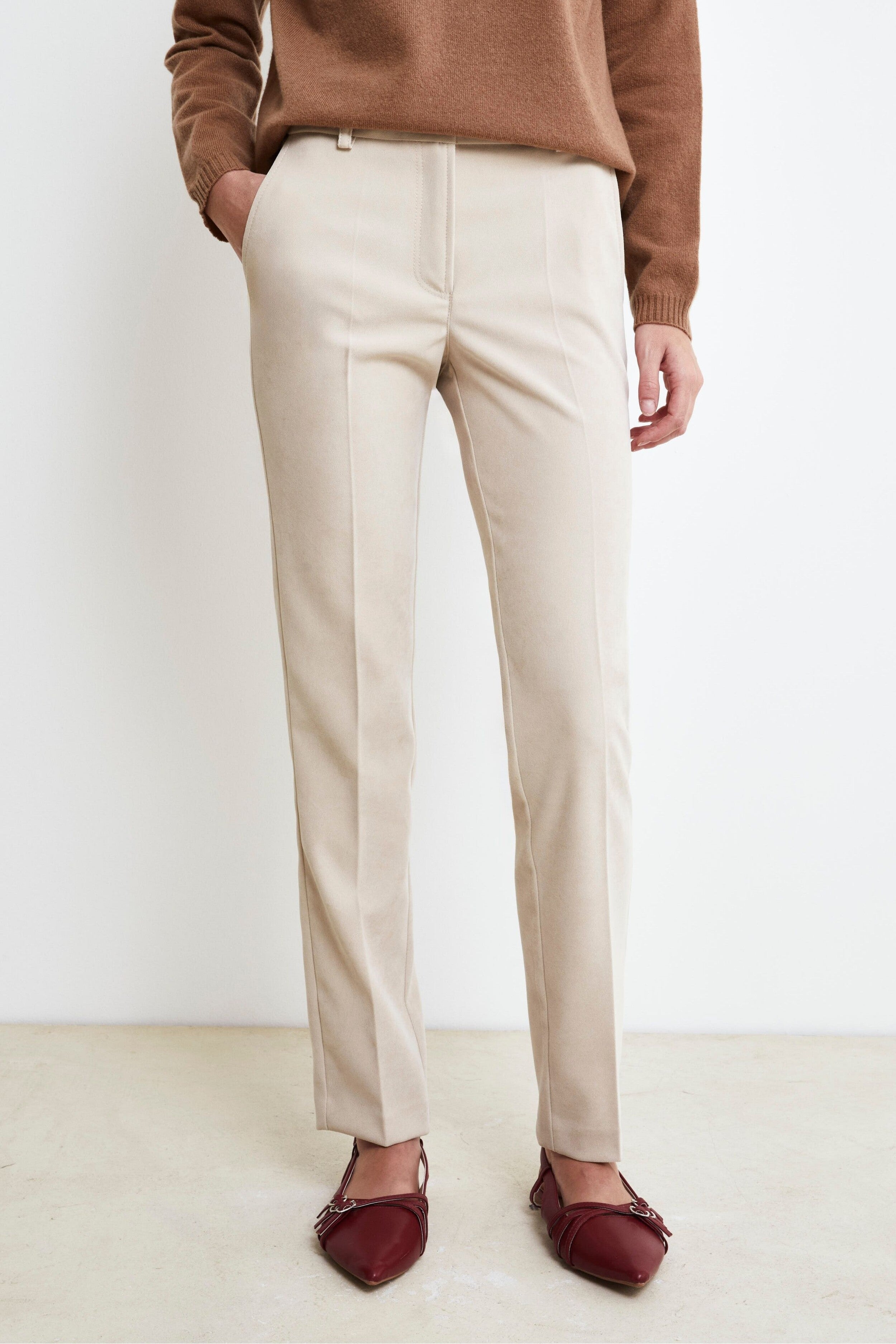 Velvet Cigarette Pants - Ivory