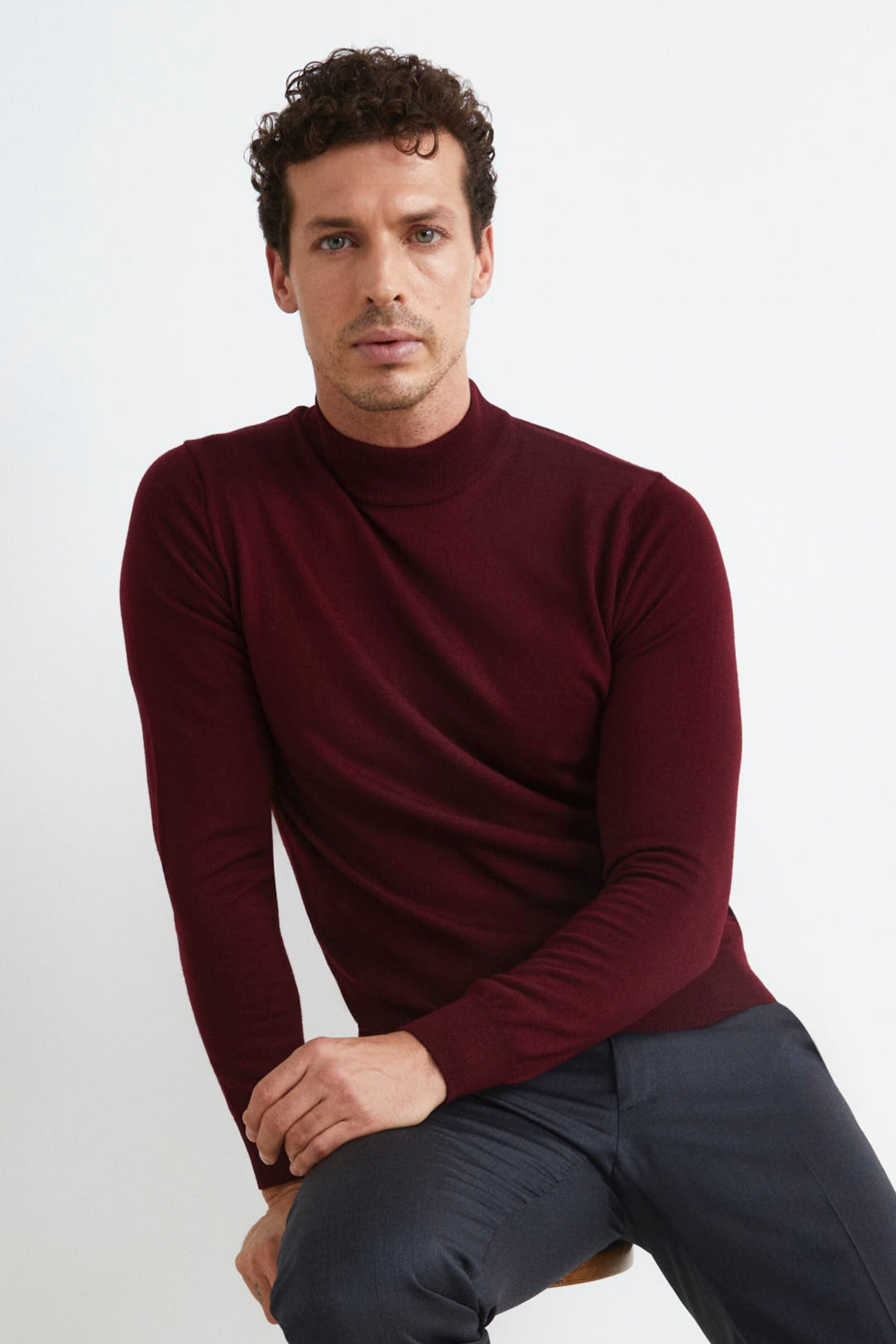 Turtleneck in Merino Wool - Burgundy