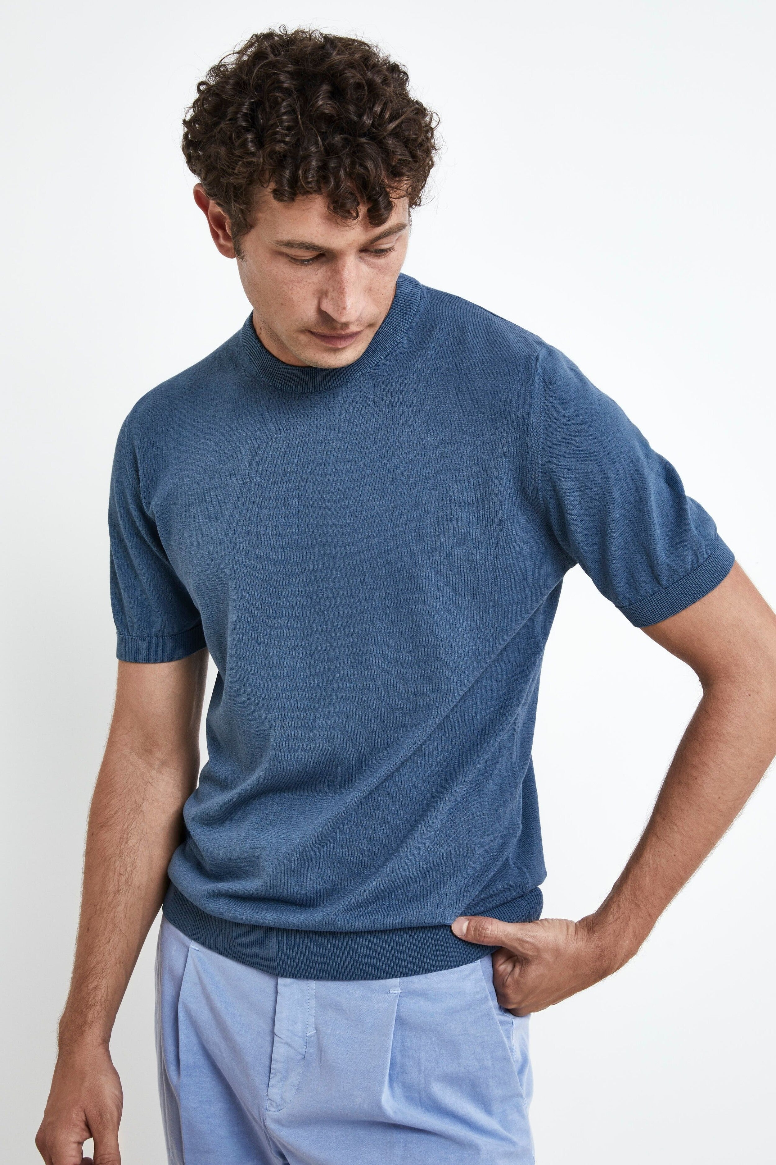 Slim Cotton T-shirt - DENIM