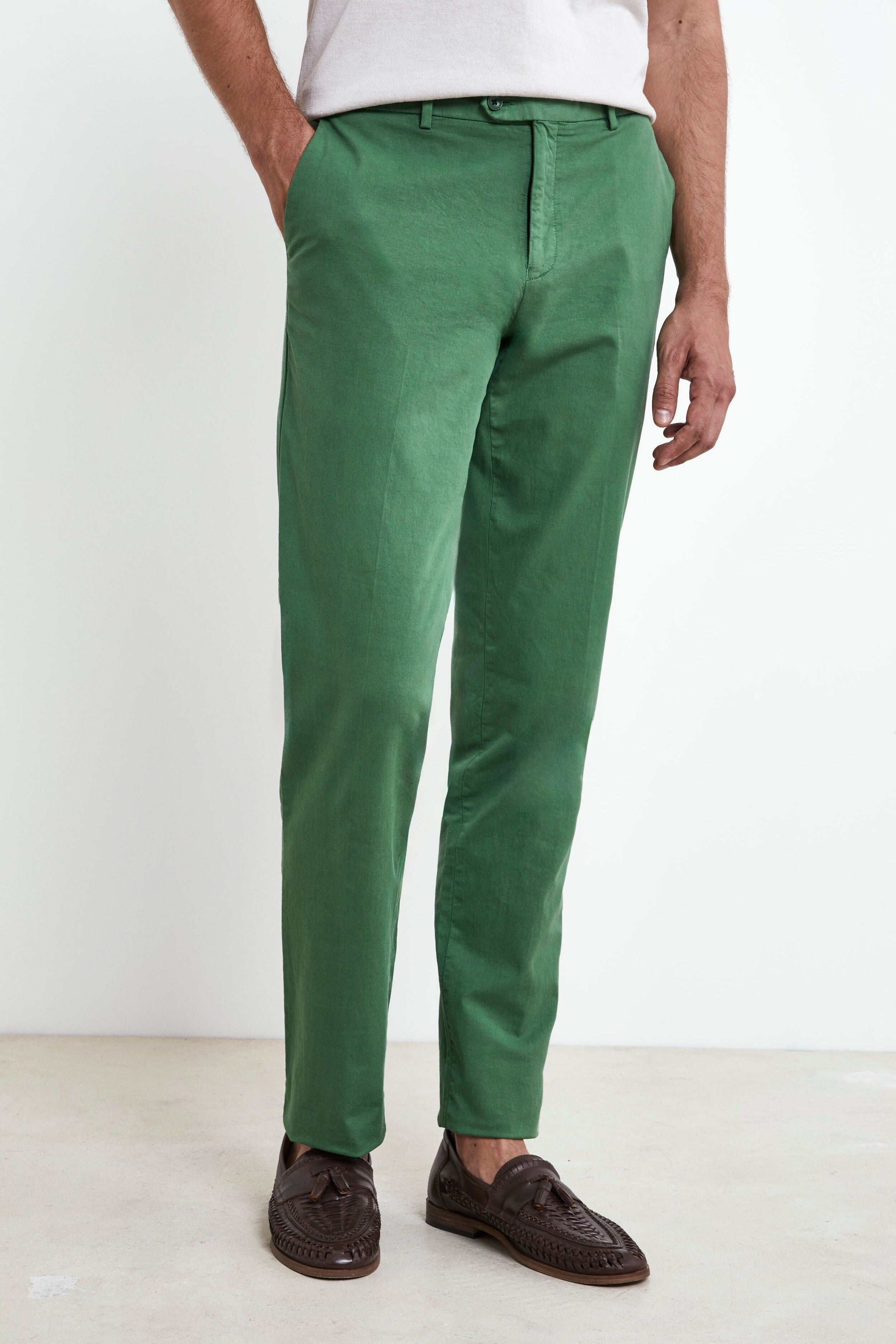 Pantalon en coton structuré - VERT