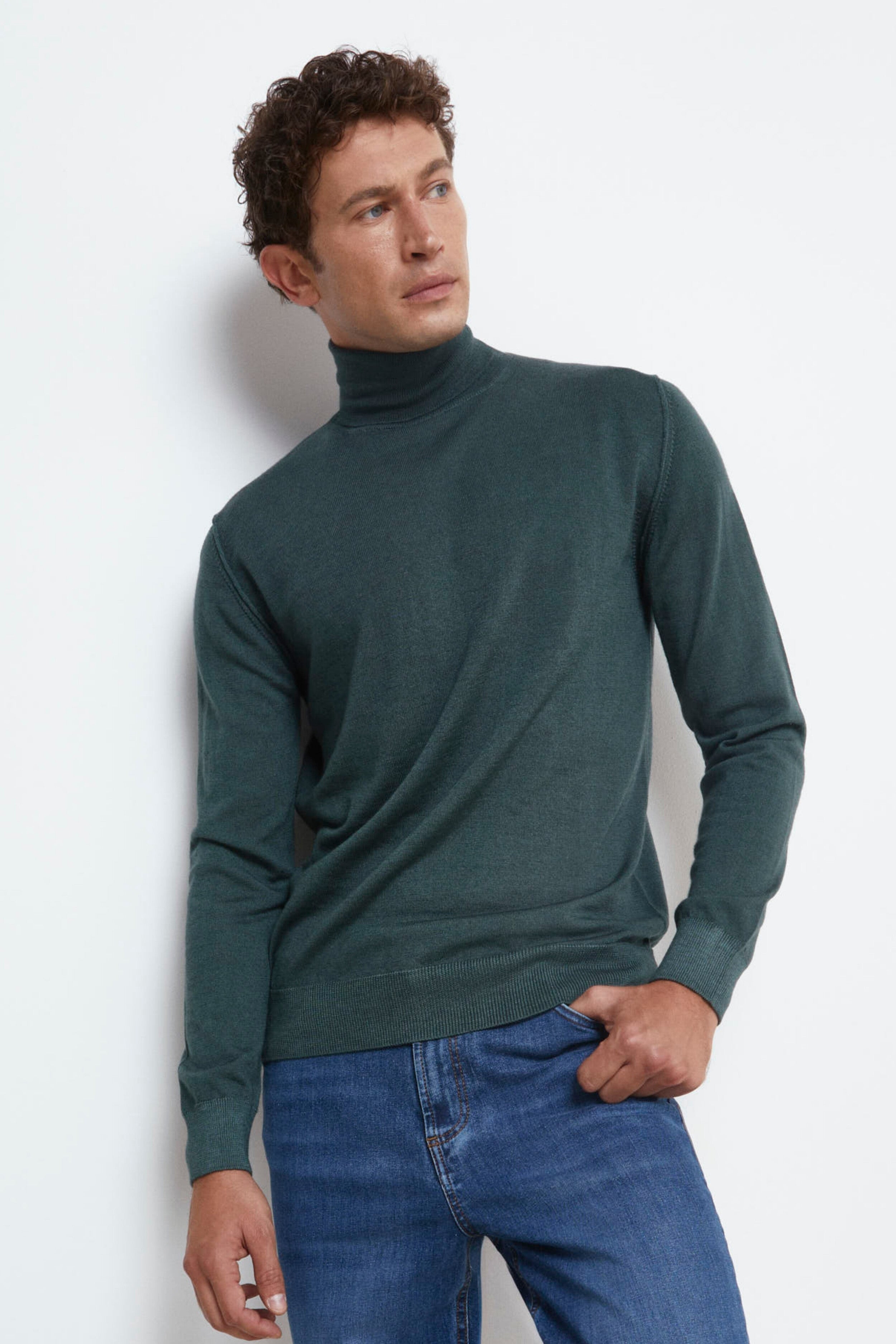 Men’s Merino Wool Turtleneck - Military green