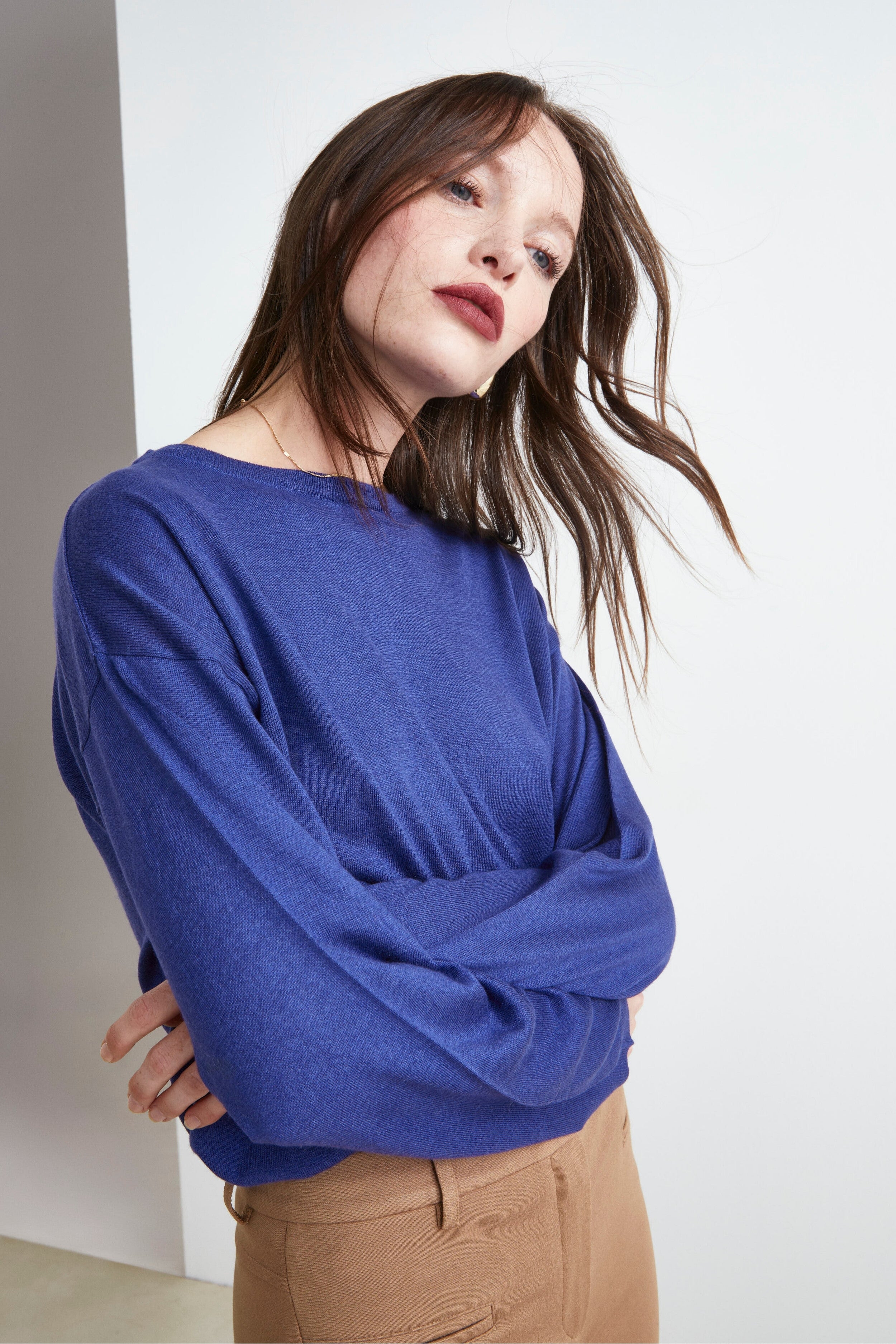 Extrafine Pullover in Silk and Cashmere - Medium blue