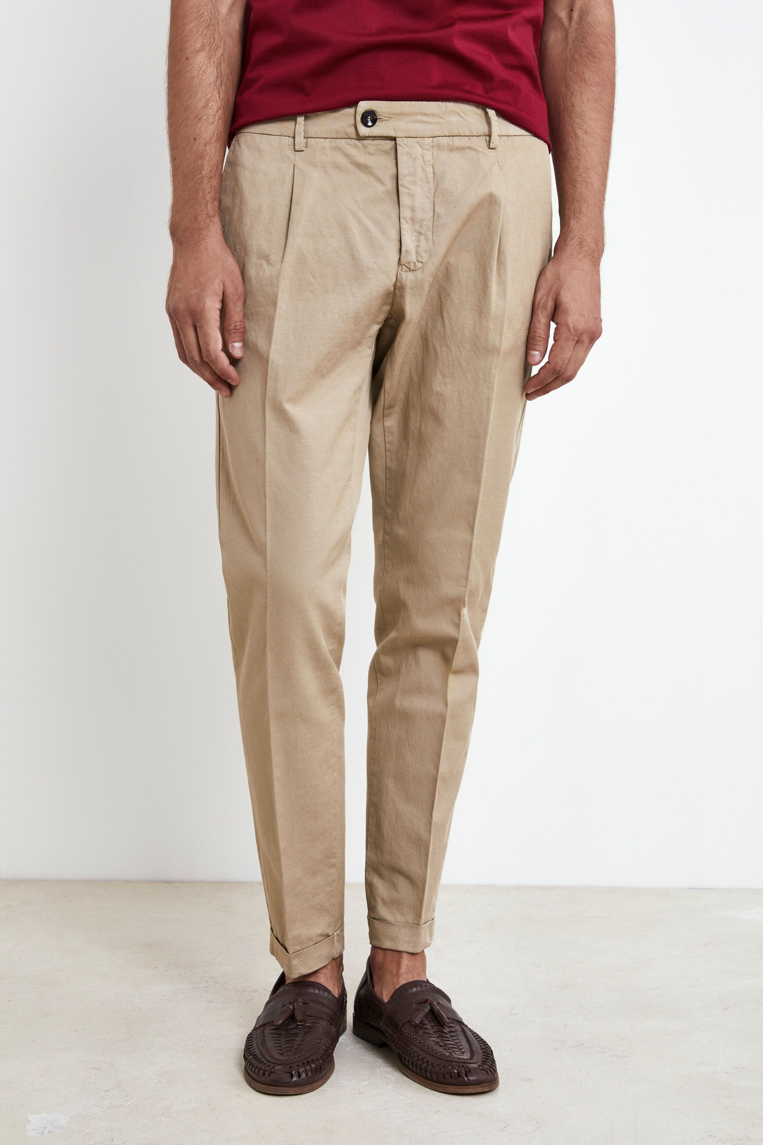 Men’s pleated trousers - BEIGE