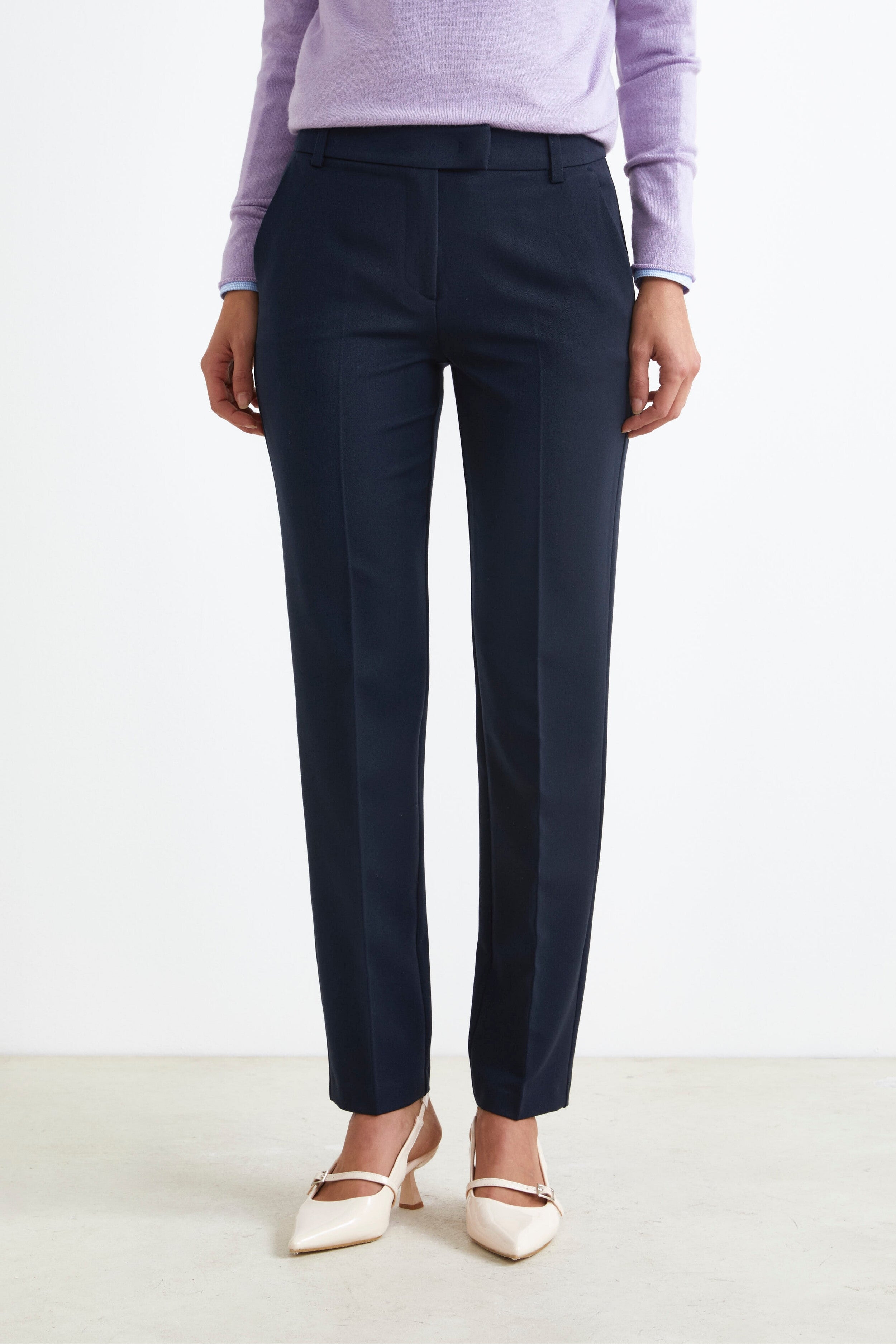 Regular Fit Cigarette Pants - BLUE