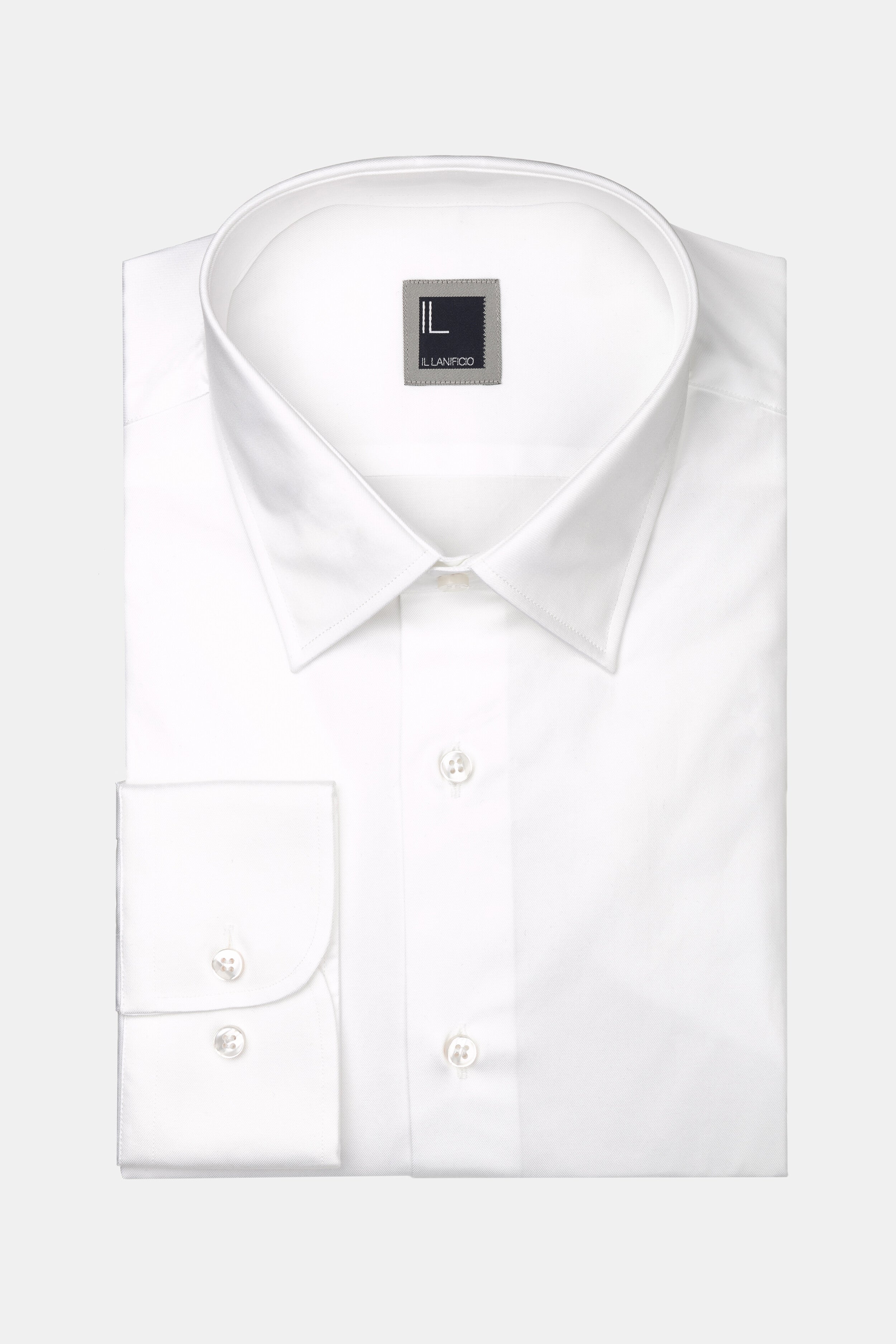 Chemise en sergé à col classique - BLANC