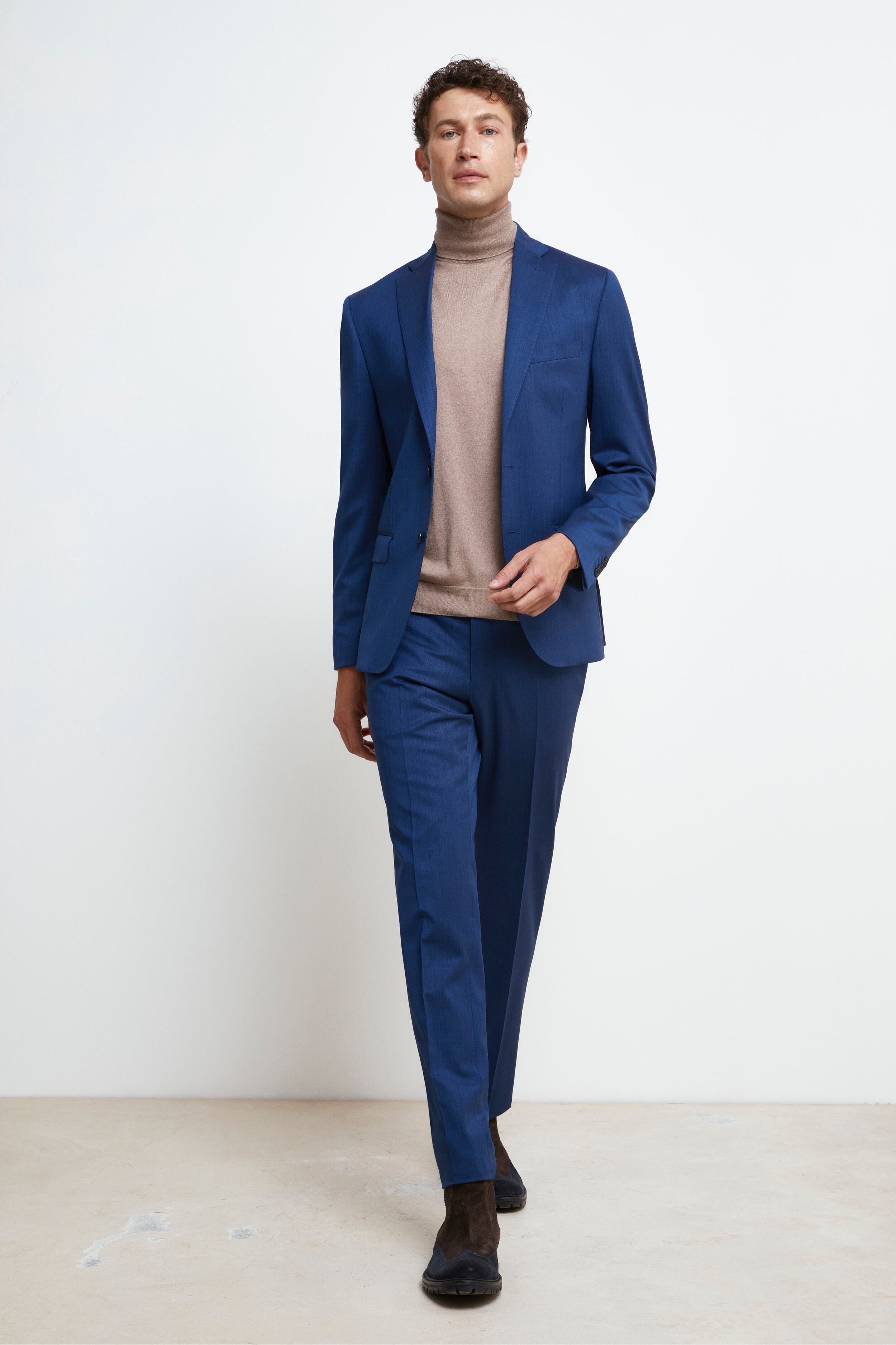 Colored Single-Breasted Slim Fit Suit - BLUE