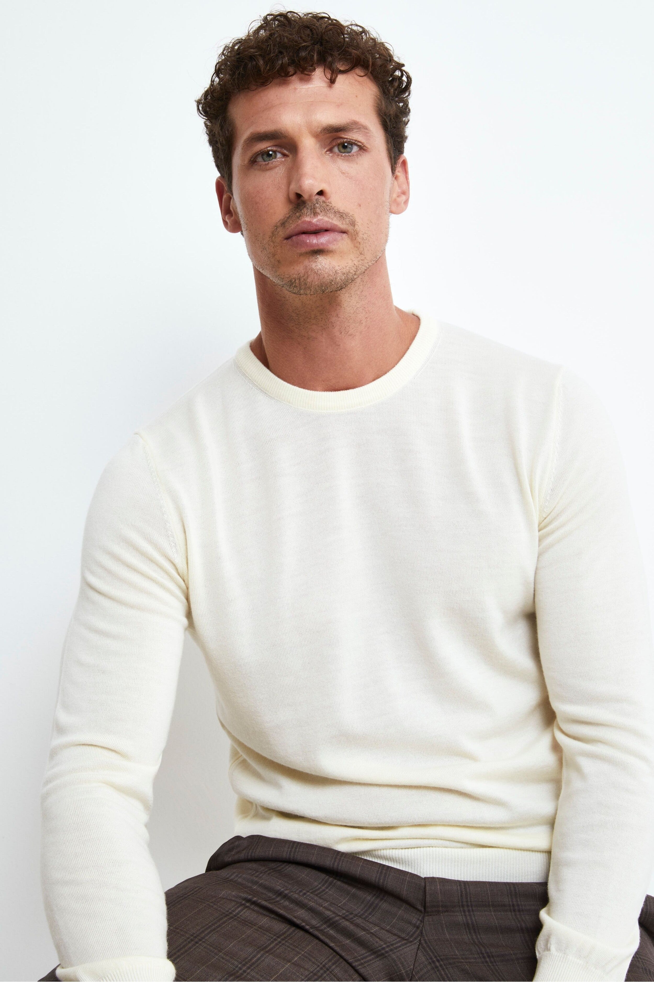 Merino Wool Crewneck Sweater - CREAM