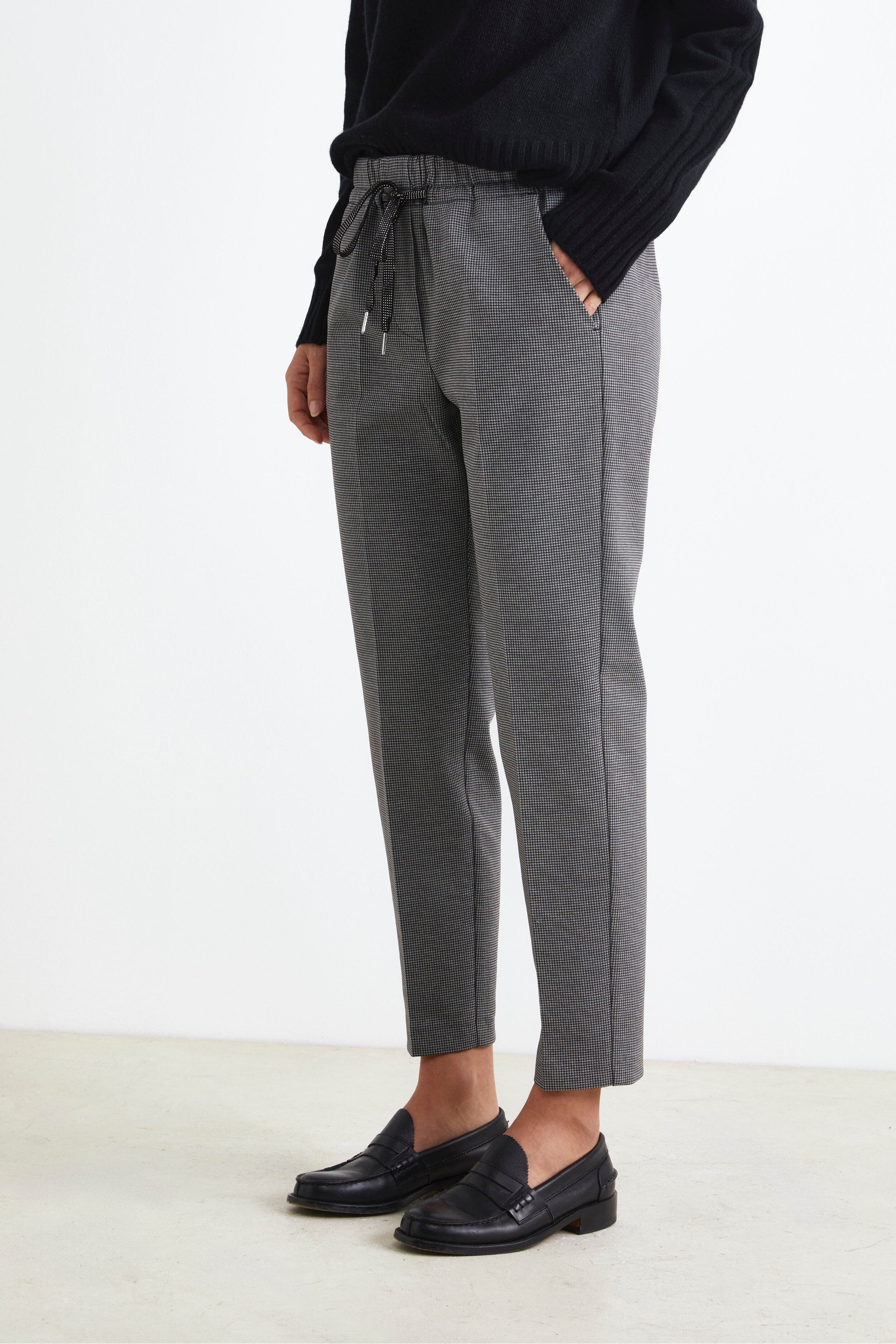 Cigarette Pants with Drawstring - P-Poule Grey