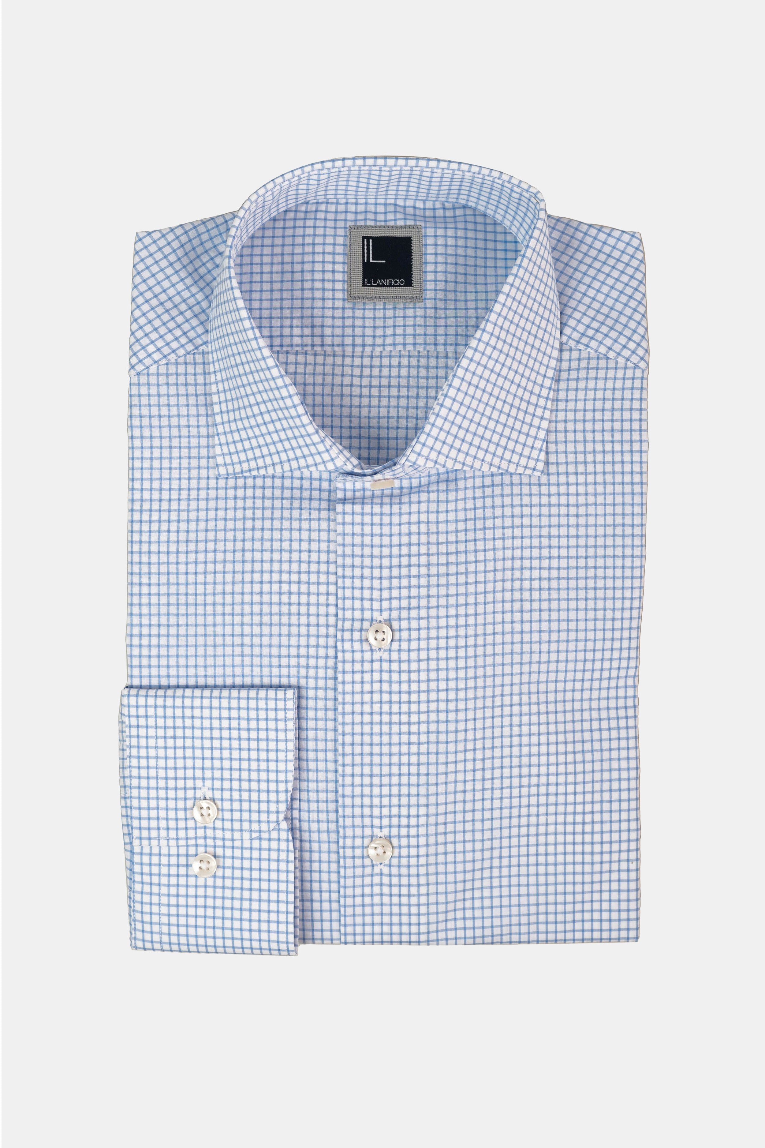 Chemise fantaisie à coupe étroite - Carreaux bleu clair