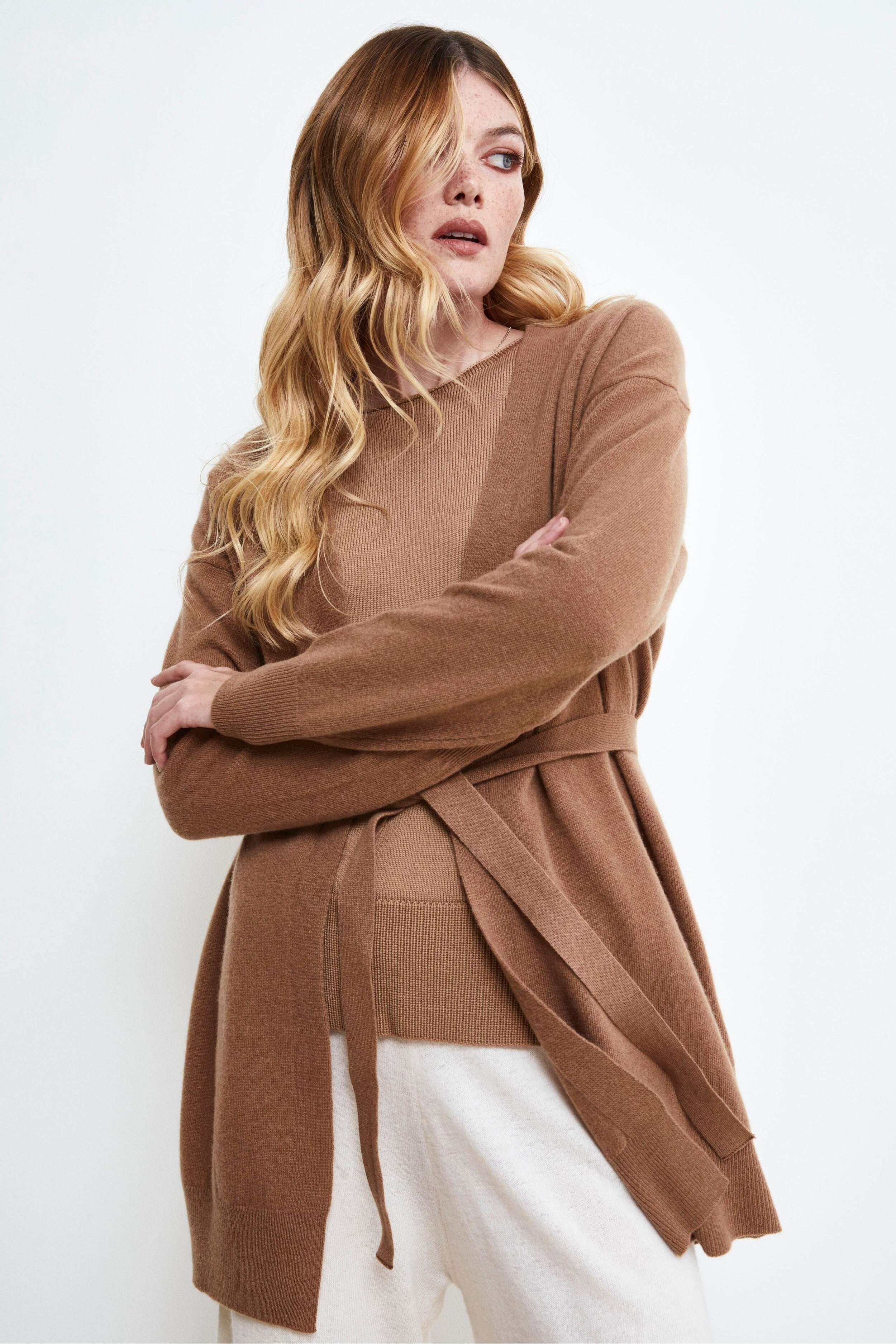 Cashmere Wool Belted Cardigan - CAMMELLO