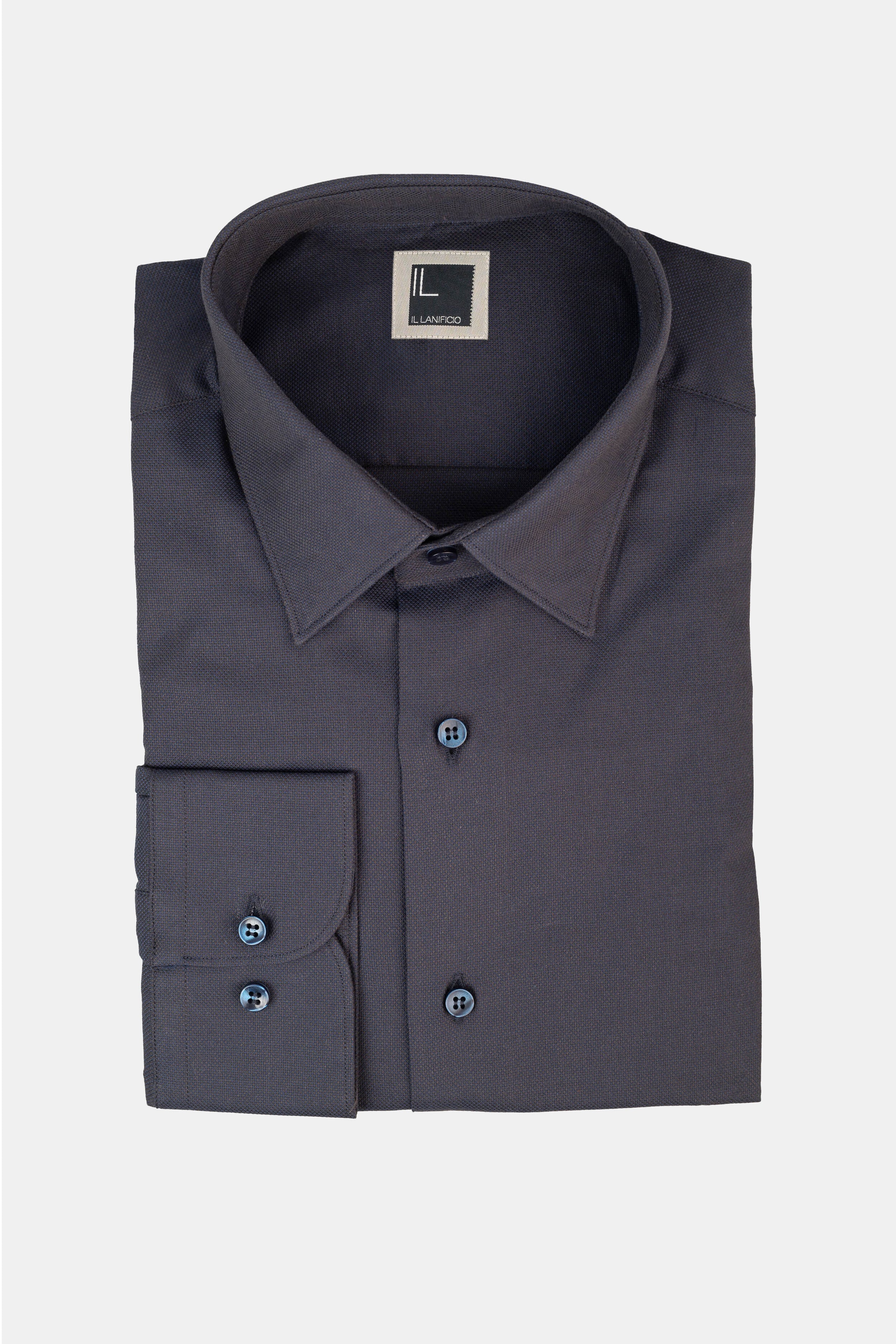 Chemise classique à col nid d’abeille - BLEU