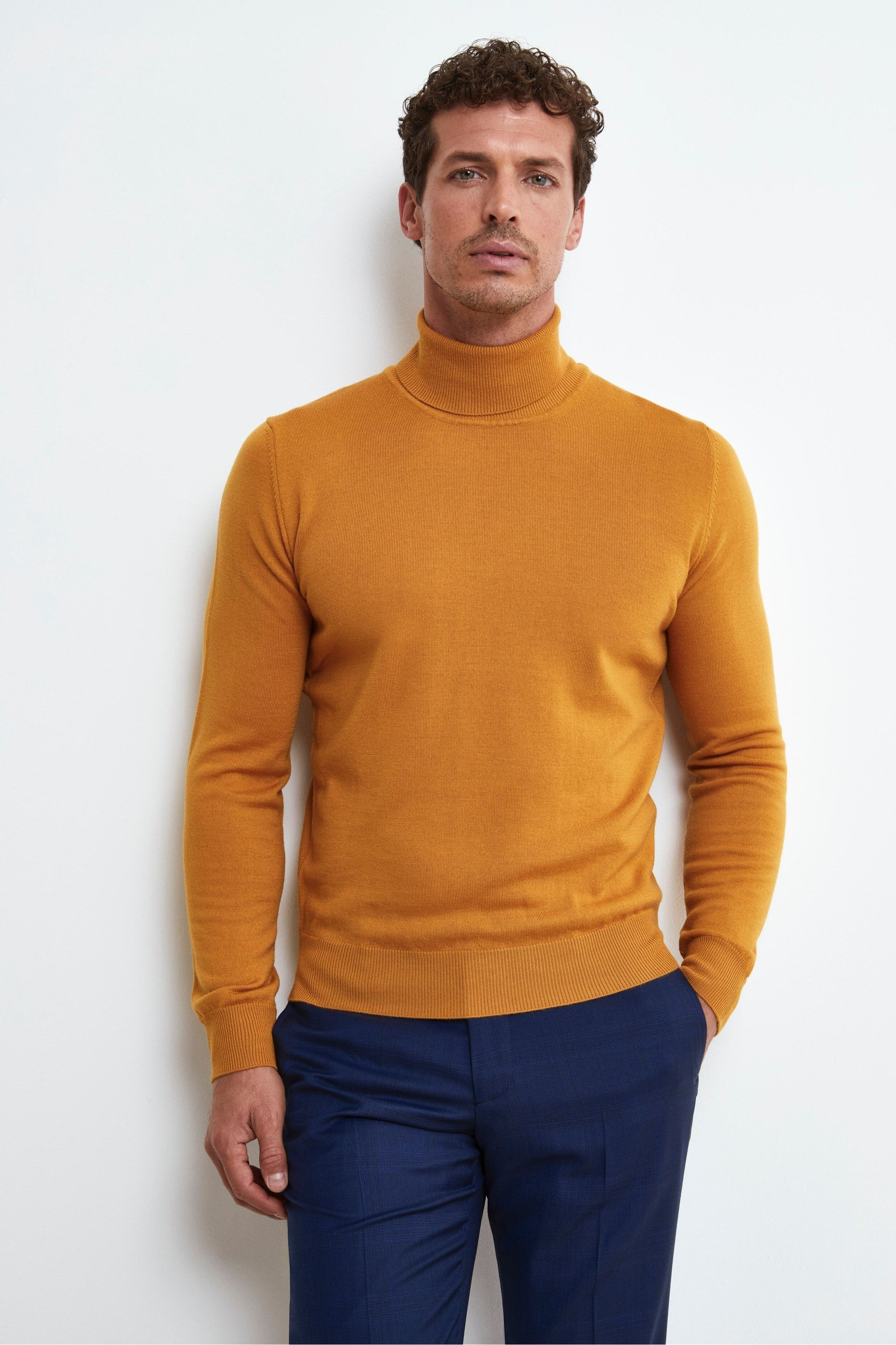 Merino Wool Turtleneck - Mustard