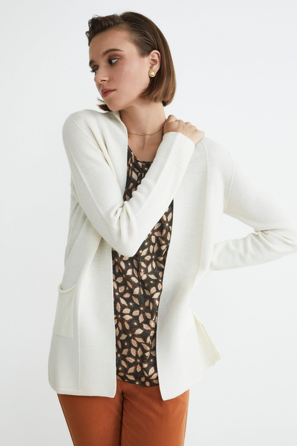 Cardigan ouvert en laine - ECRU