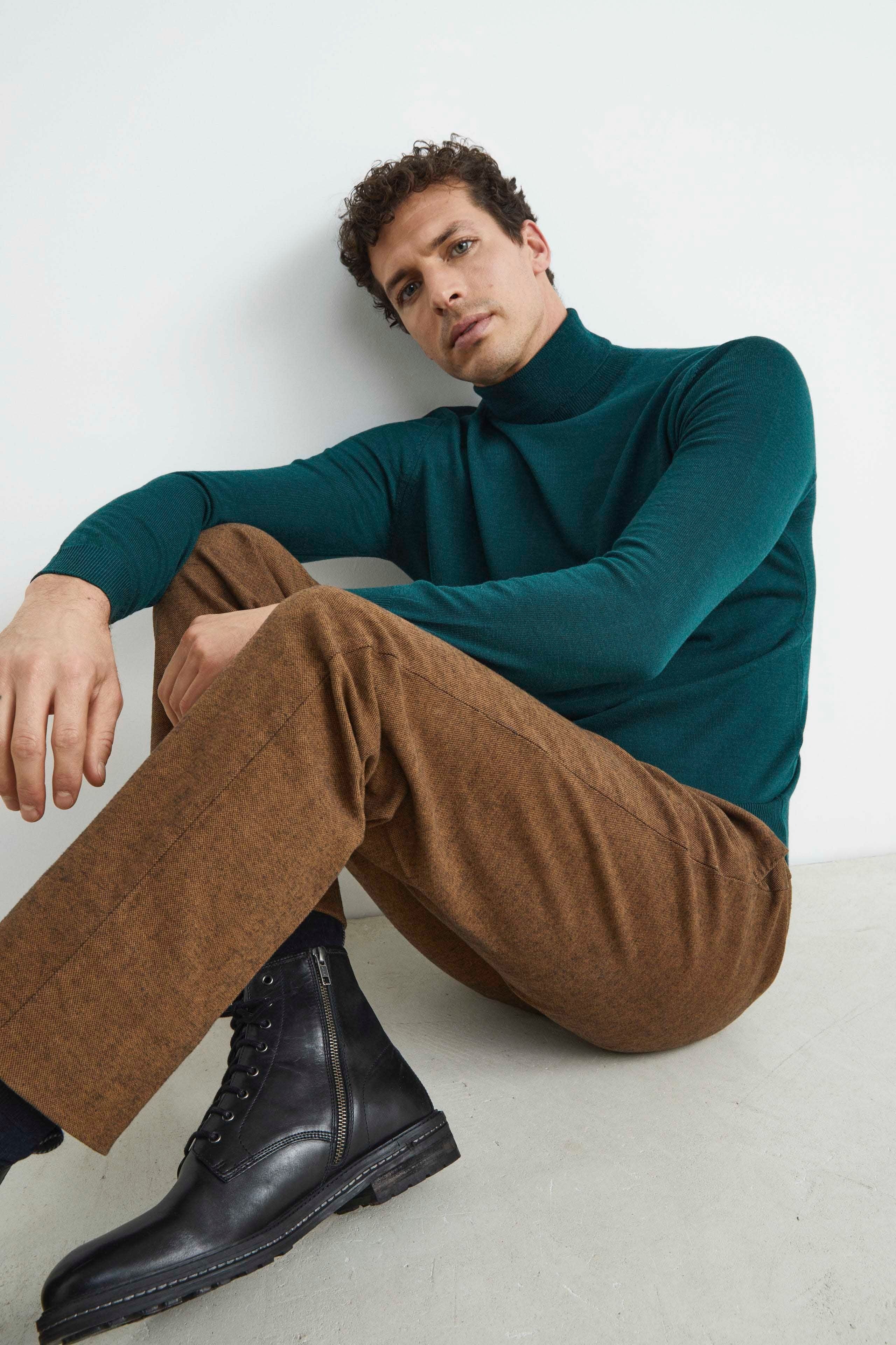 Wool turtleneck sweater - Dark green