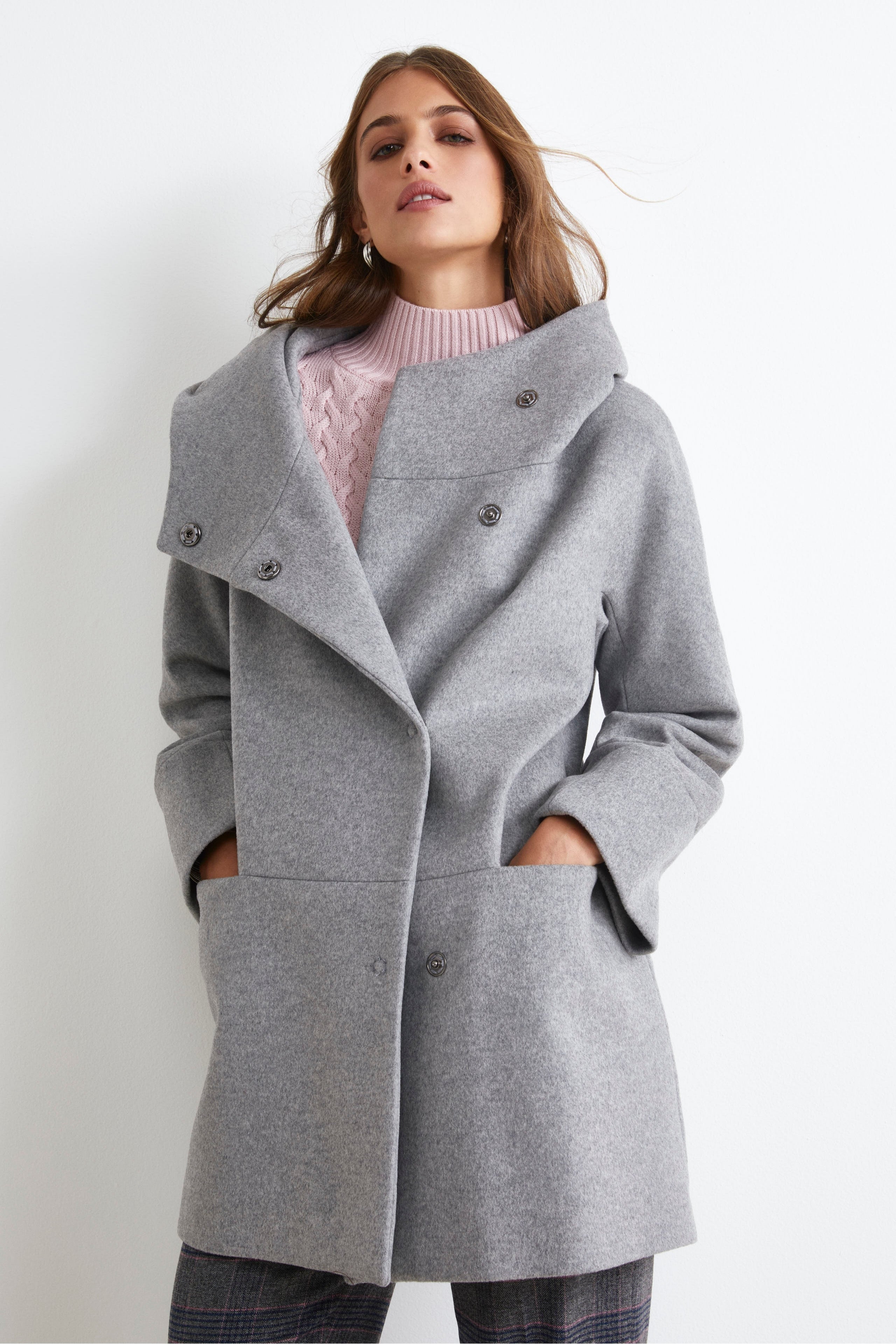 Manteau court en laine et cachemire - PERLE