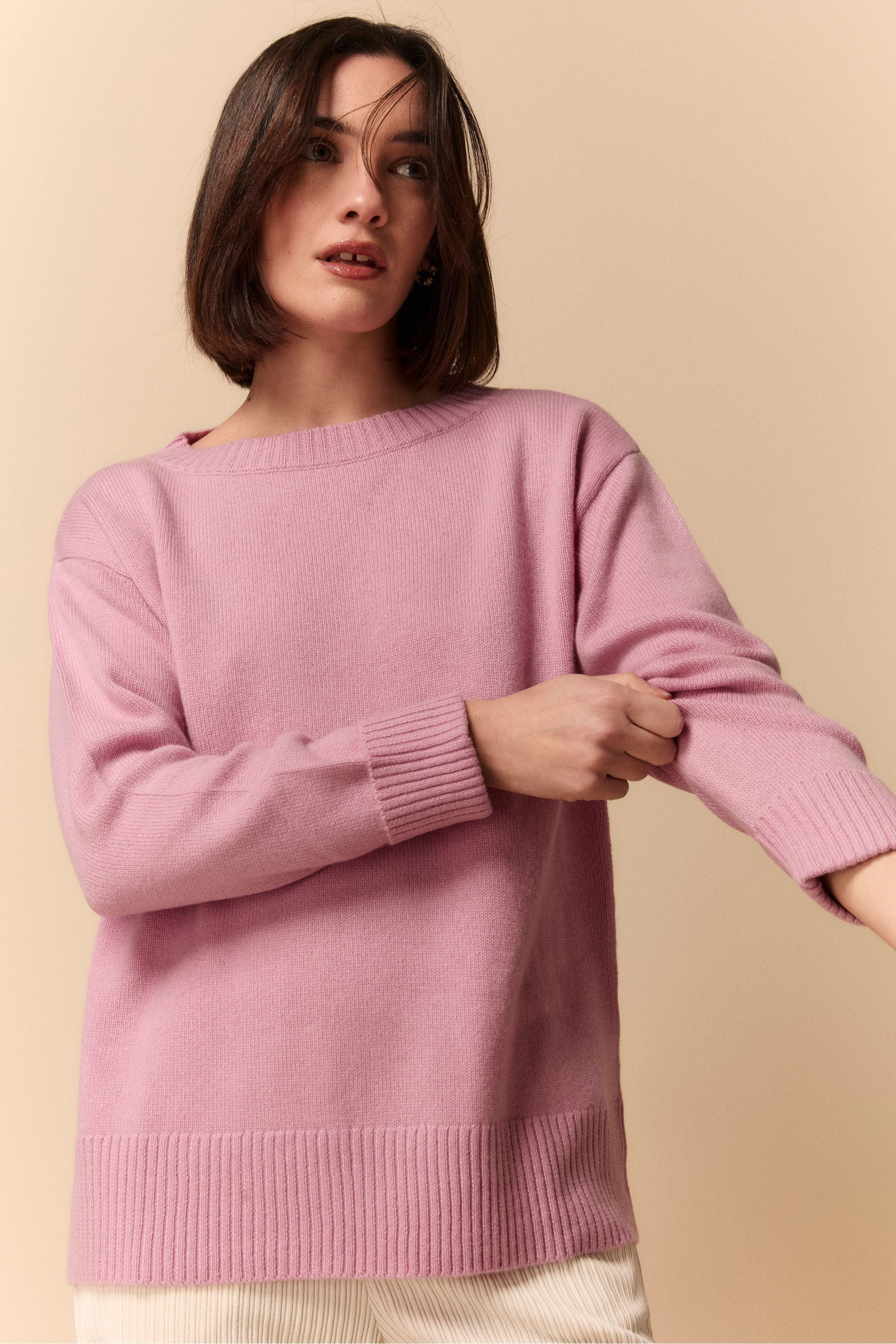 Pullover mit Bootsausschnitt aus Kaschmir - ROSA