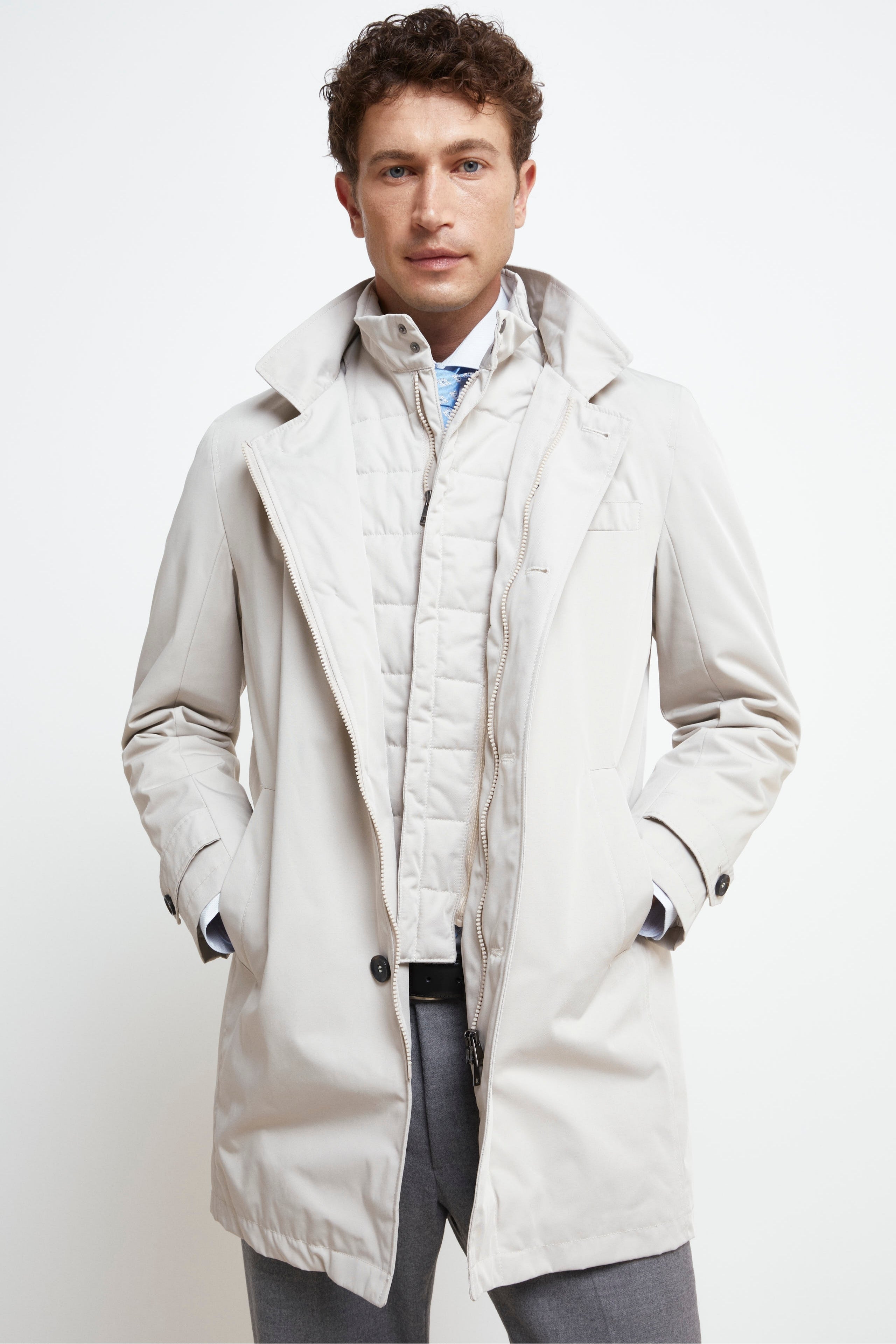 Raincoat with placket - Light grey