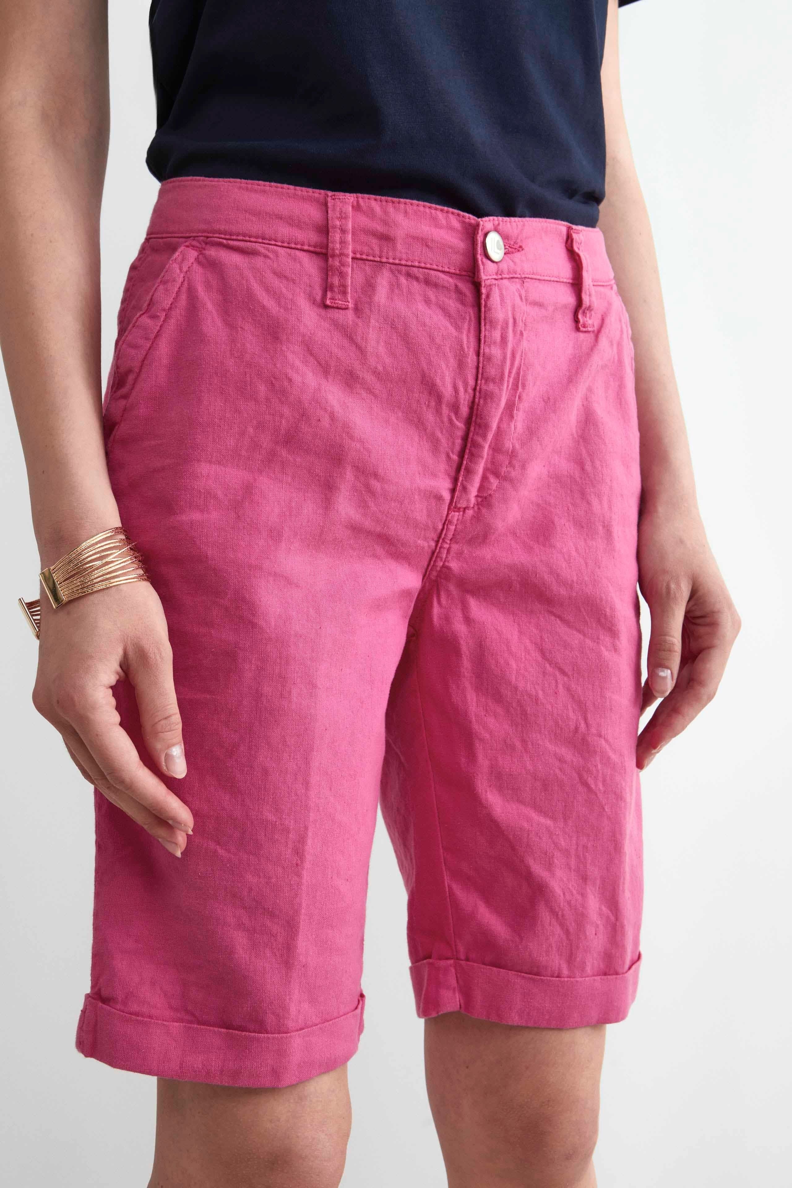 Linen bermuda shorts - Strawberry pink