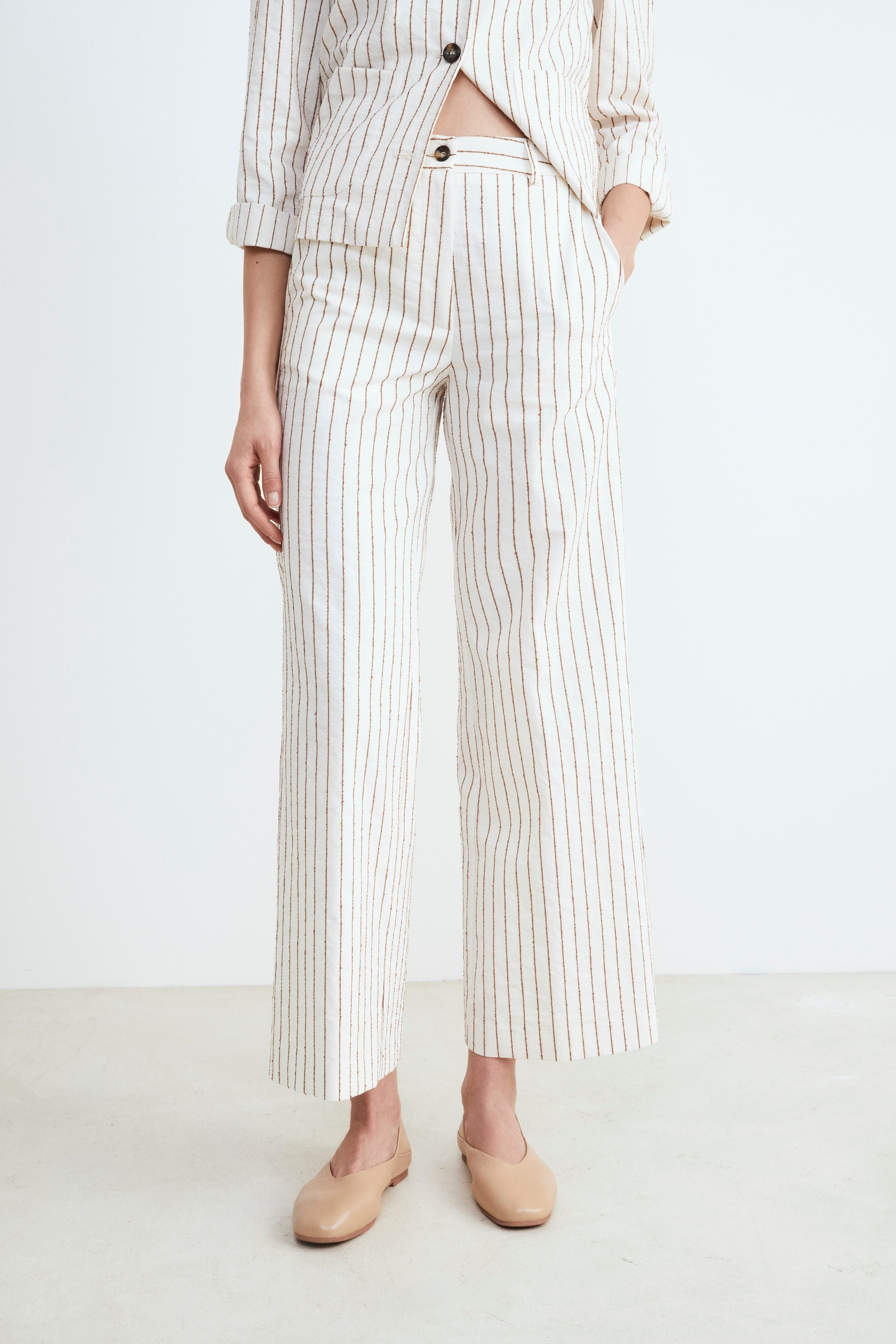 Pinstripe palace pants - IVORY PATTERN