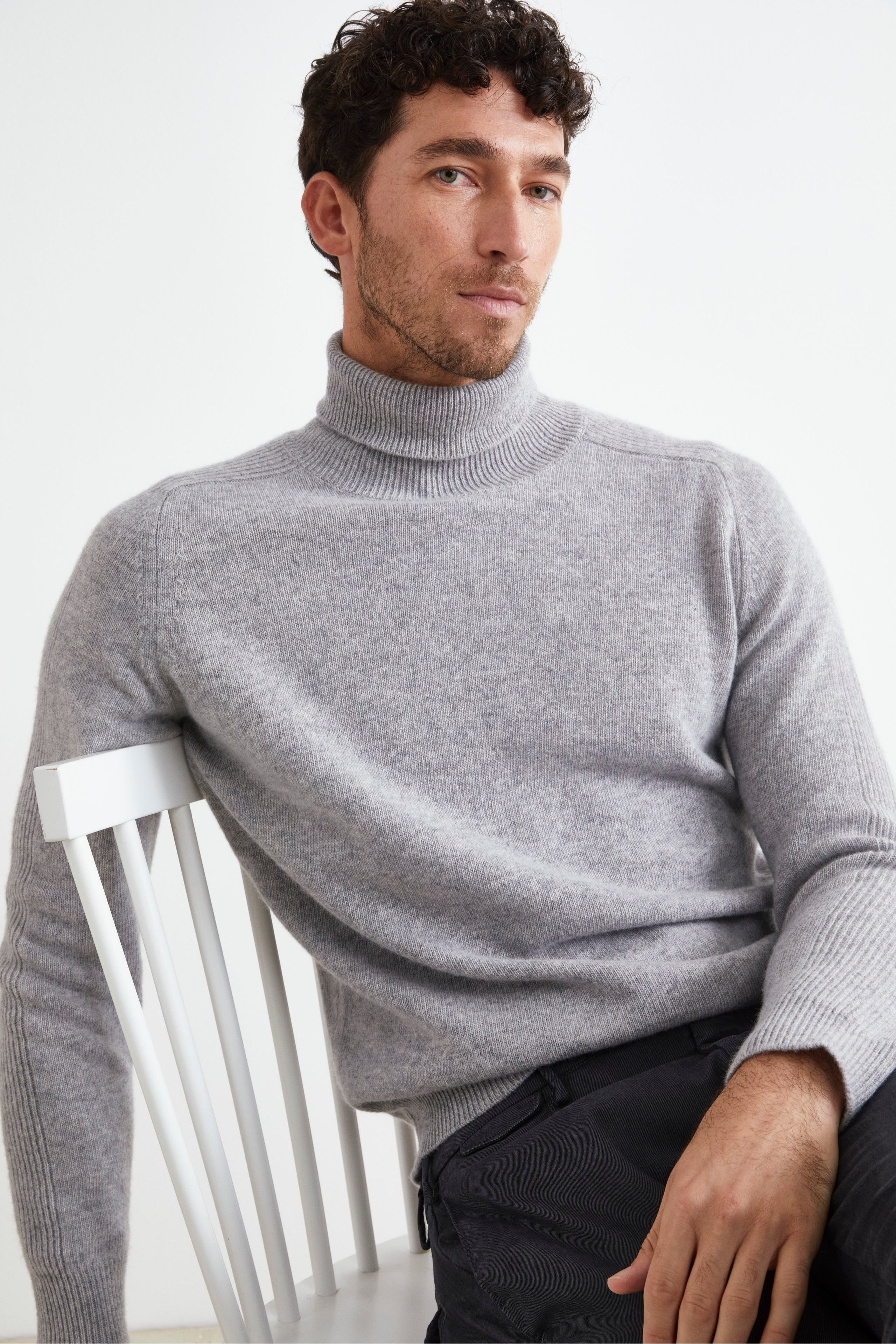 Wool and Cashmere Blend Turtleneck - Ash grey