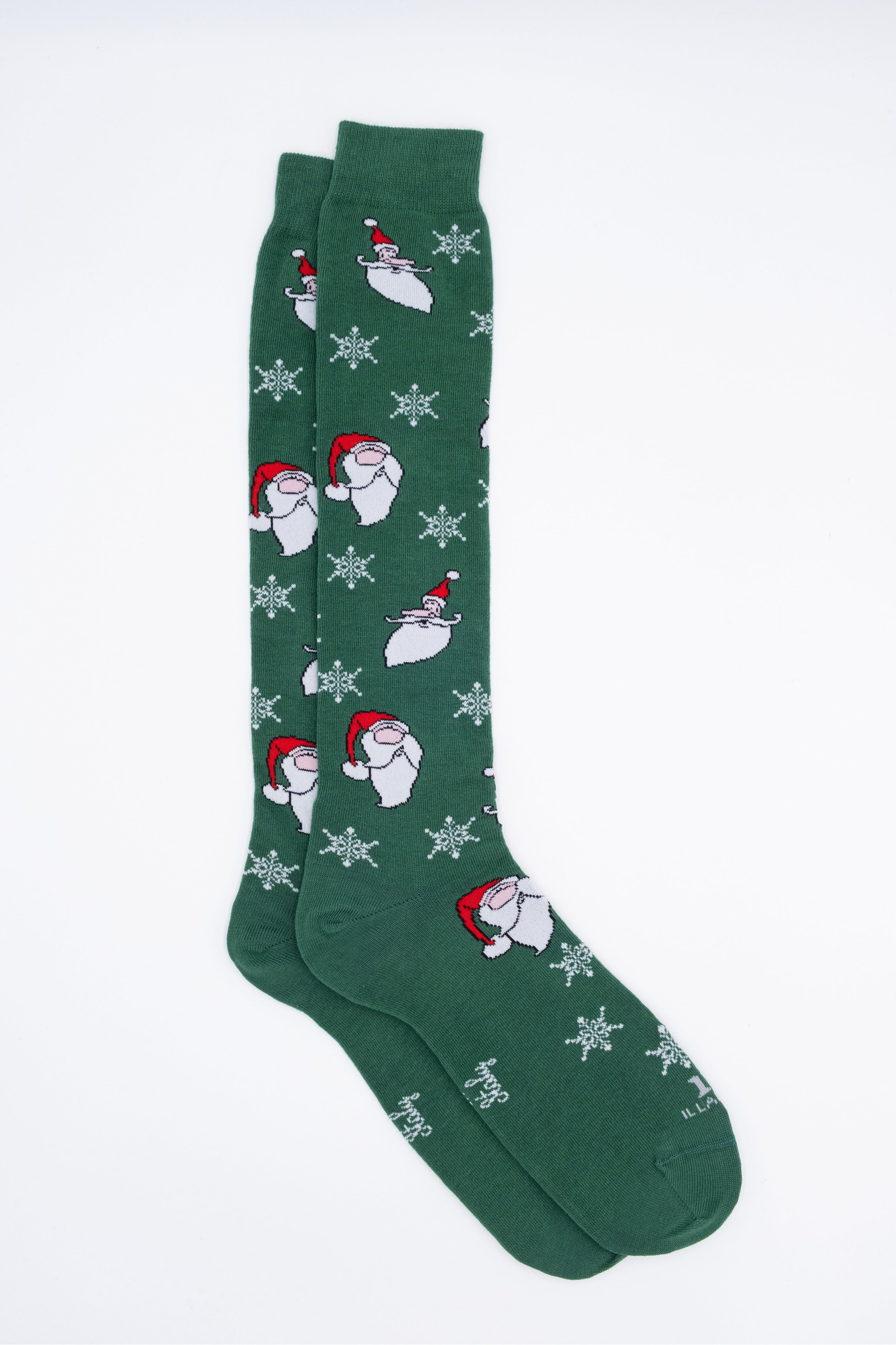 Patterned Christmas Long Socks - Dark green