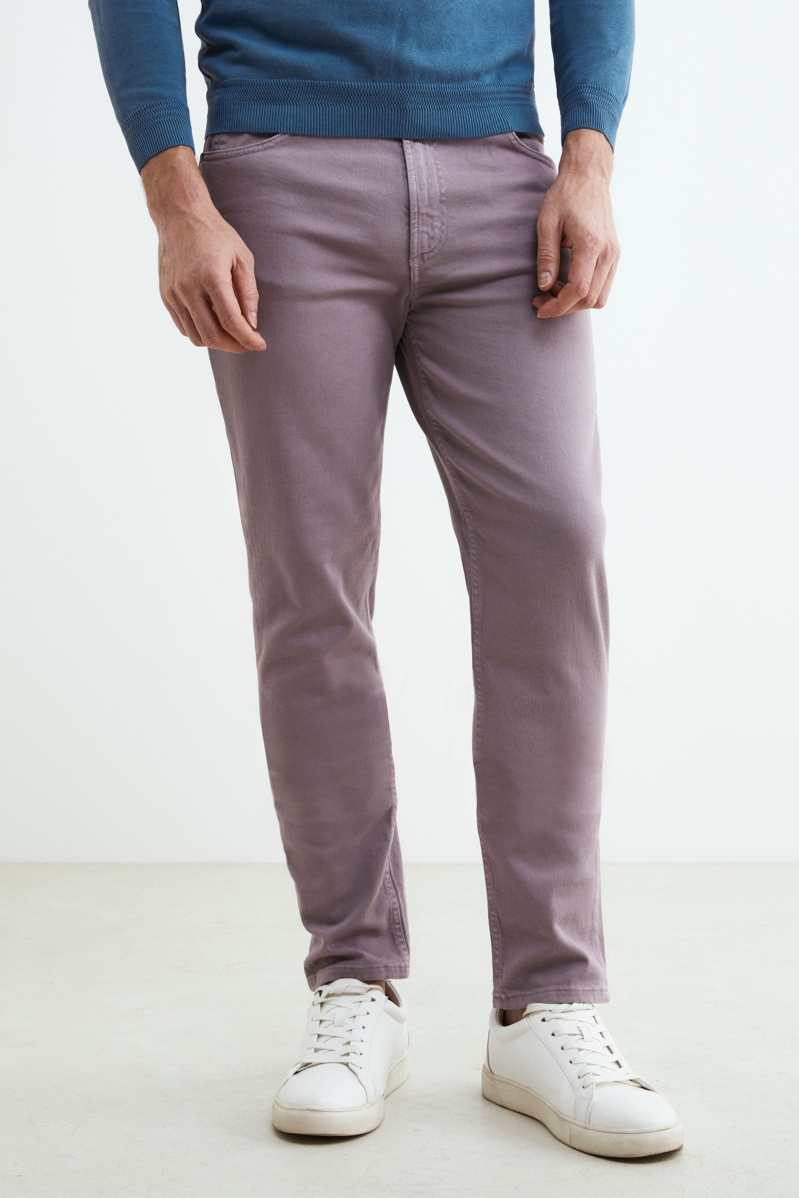 Pantalon 5 poches en coton - Mauve