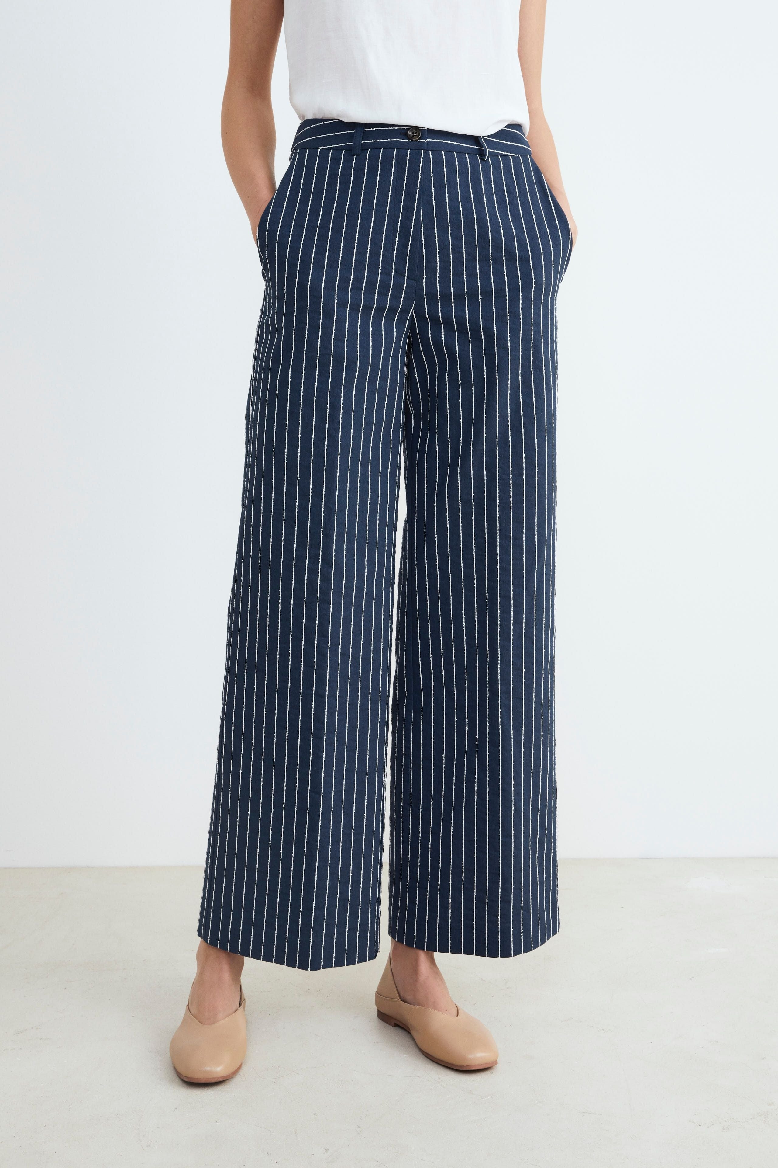 Pinstripe palace pants - BLUE/BEIGE STRIPED