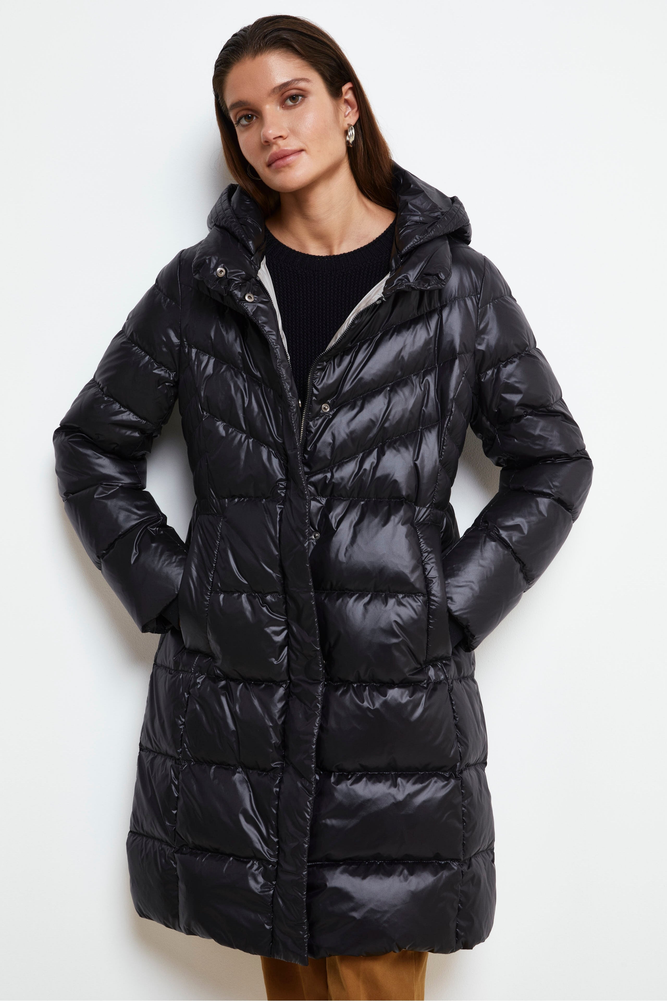 Hooded Down Jacket - BLACK