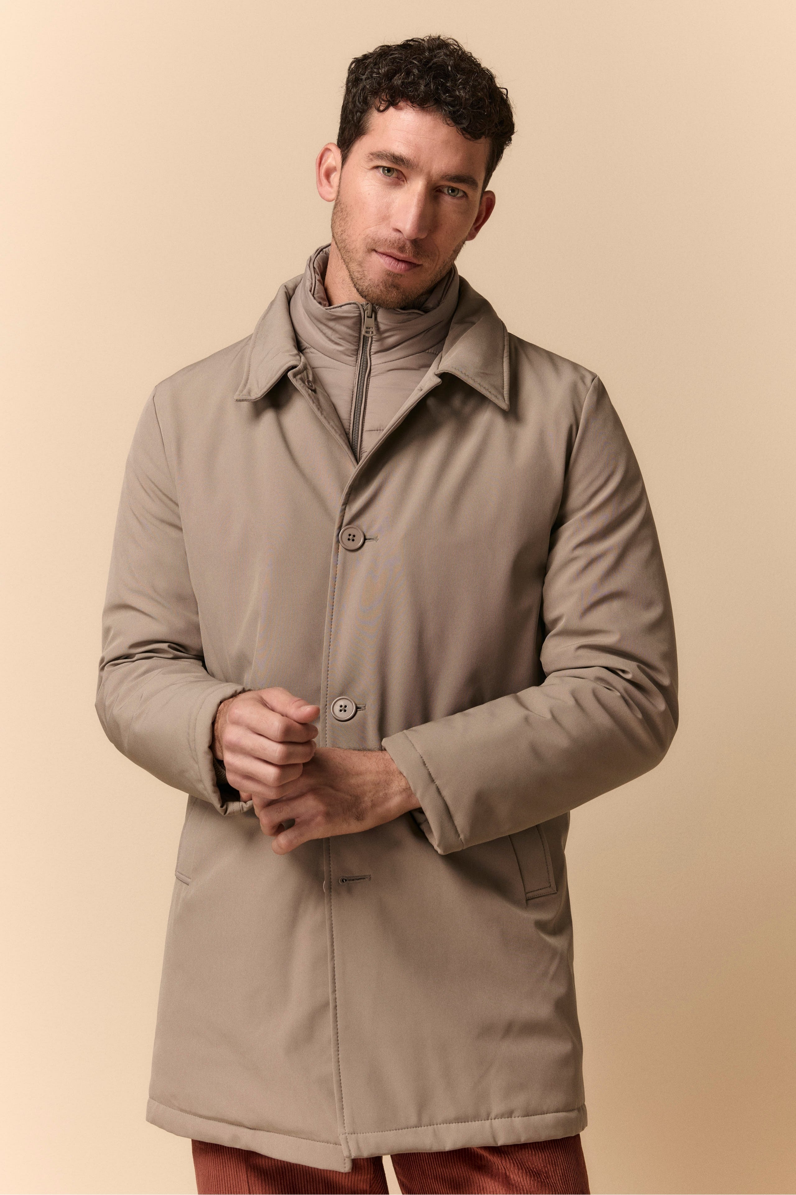 Winter Raincoat with Removable Bodywarmer - GREY