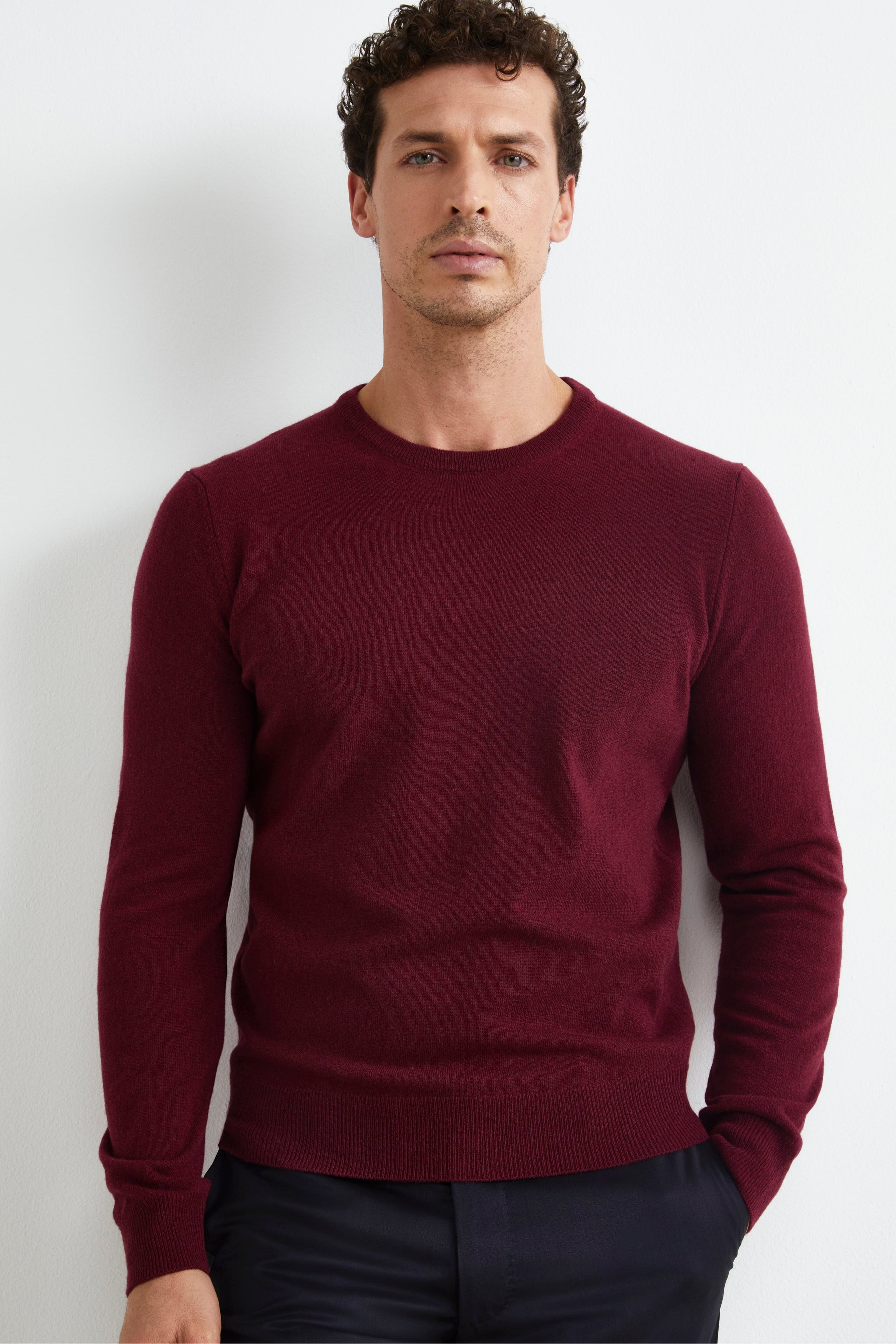 Sweater in Extrafine Merino Wool - Burgundy