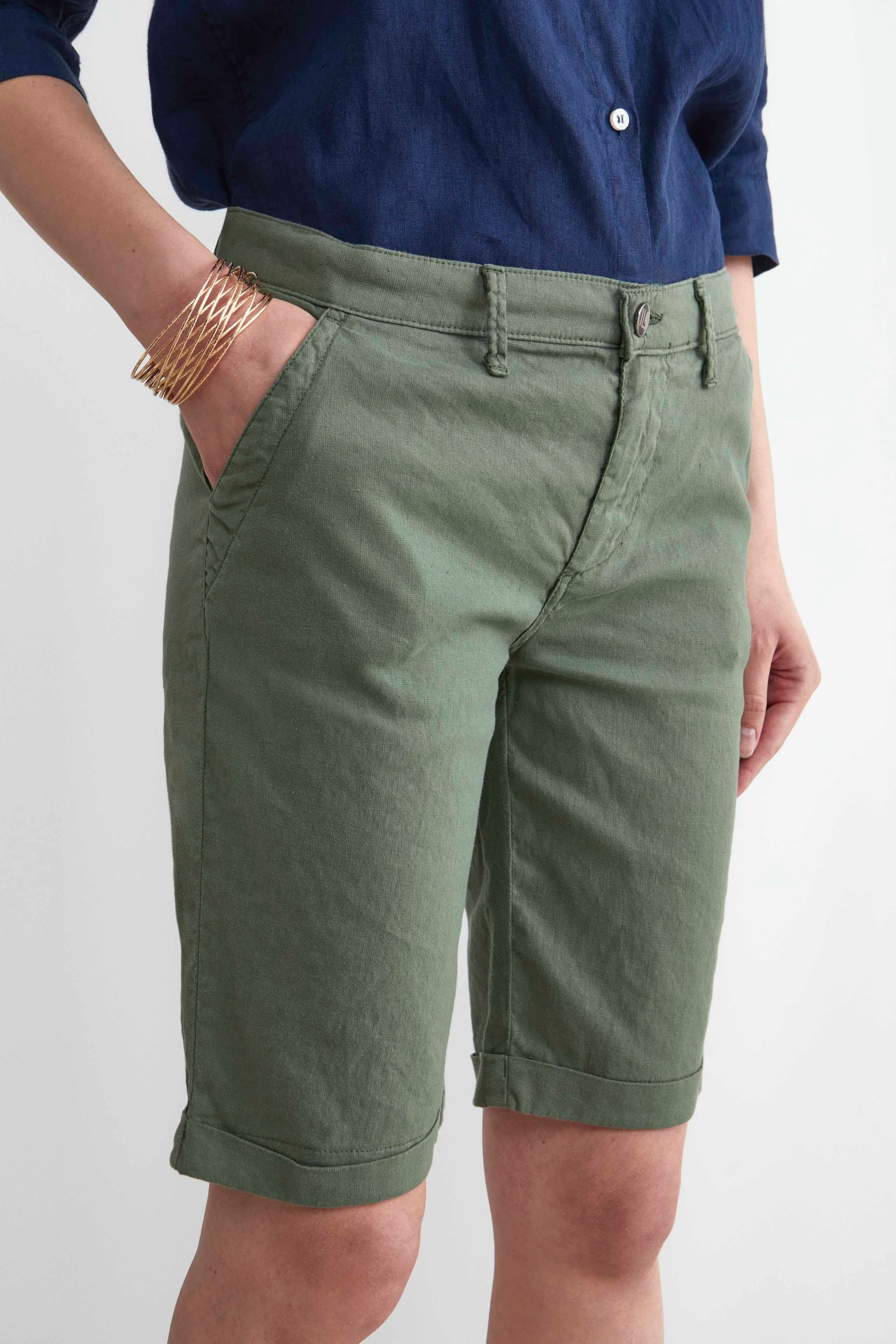 Linen bermuda shorts - GREEN