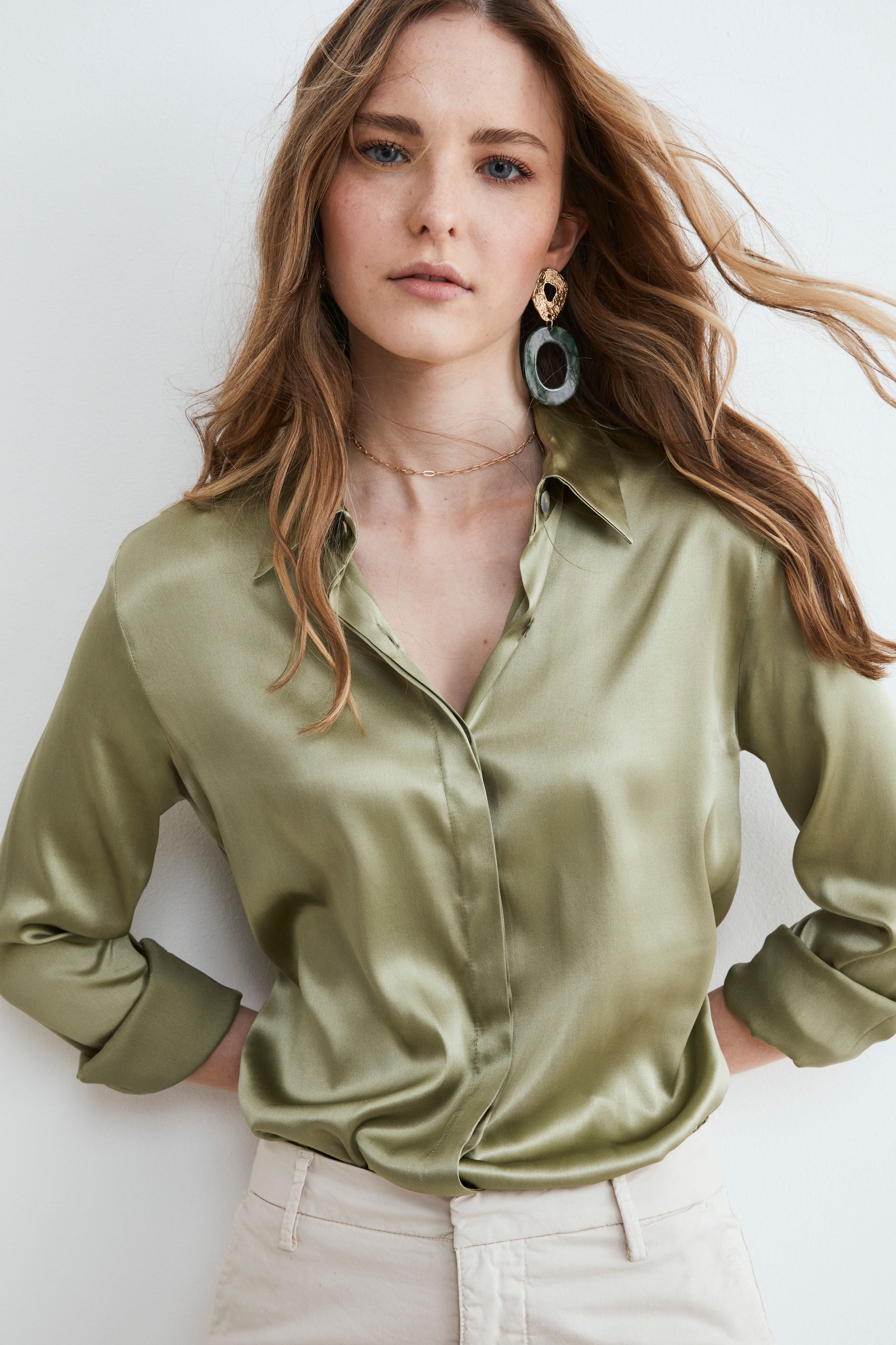 Silk shirt - Sage green