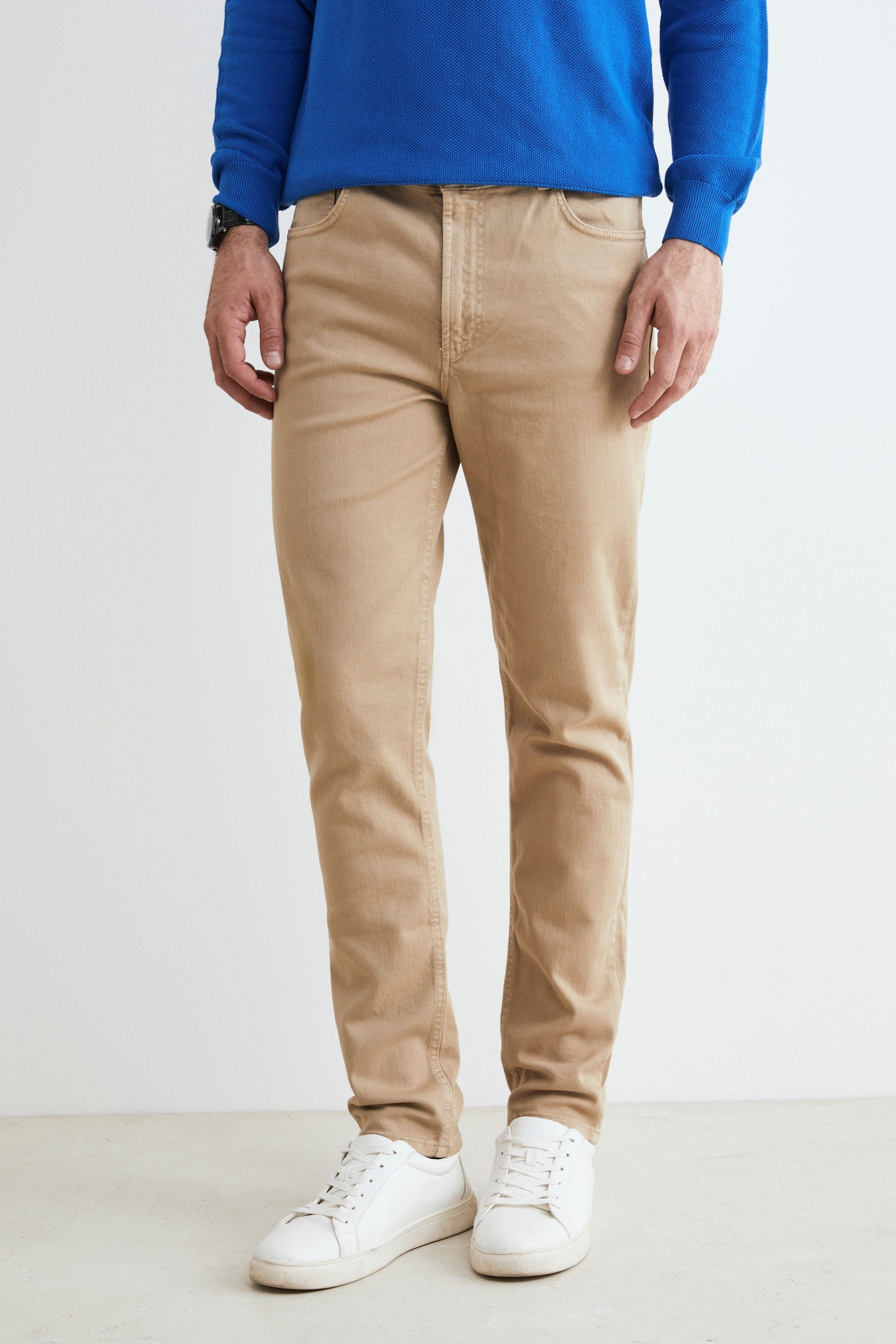 Pantalon 5 poches en coton - COGNAC