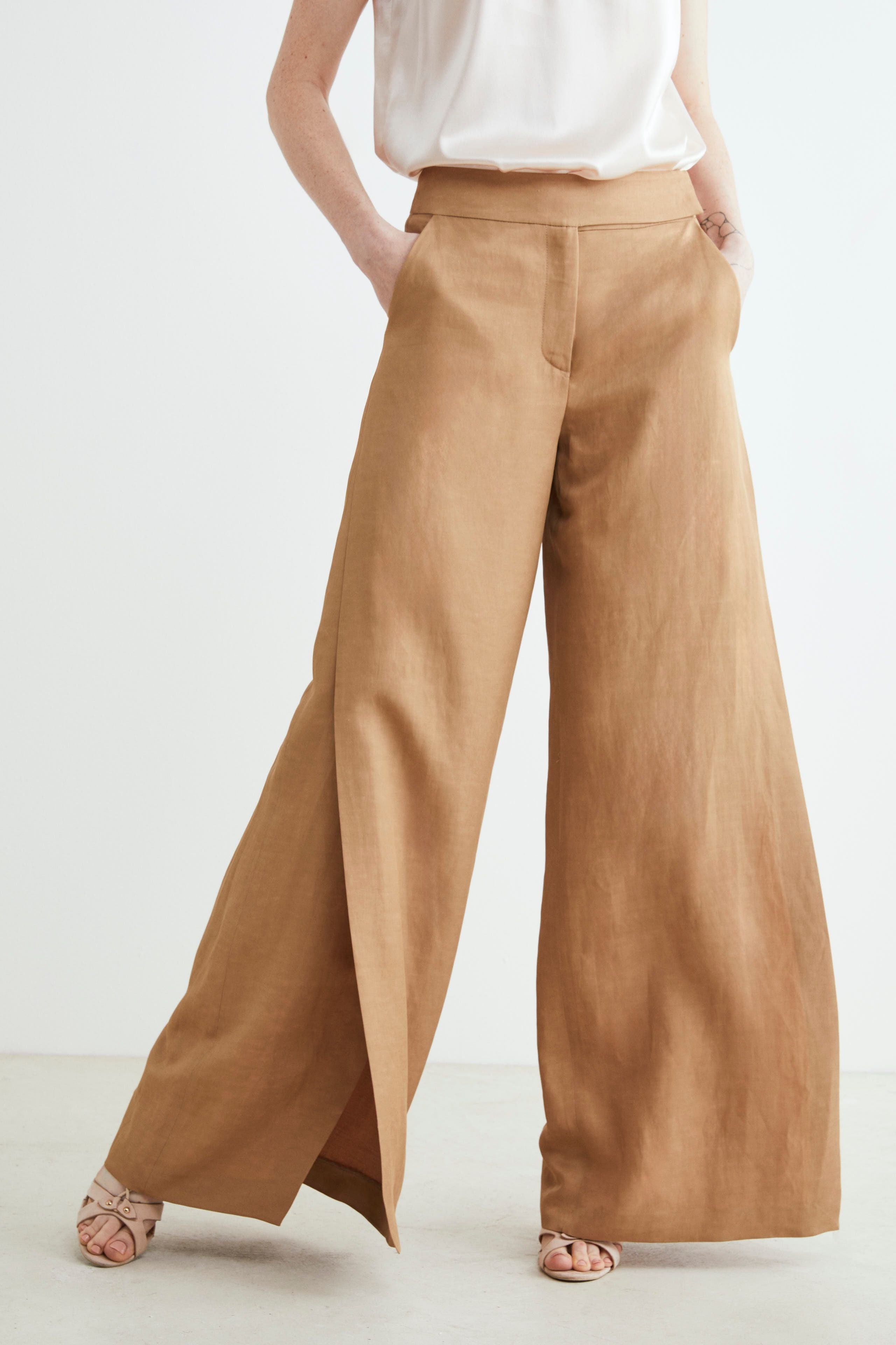 Wide spiral trousers - KAKI