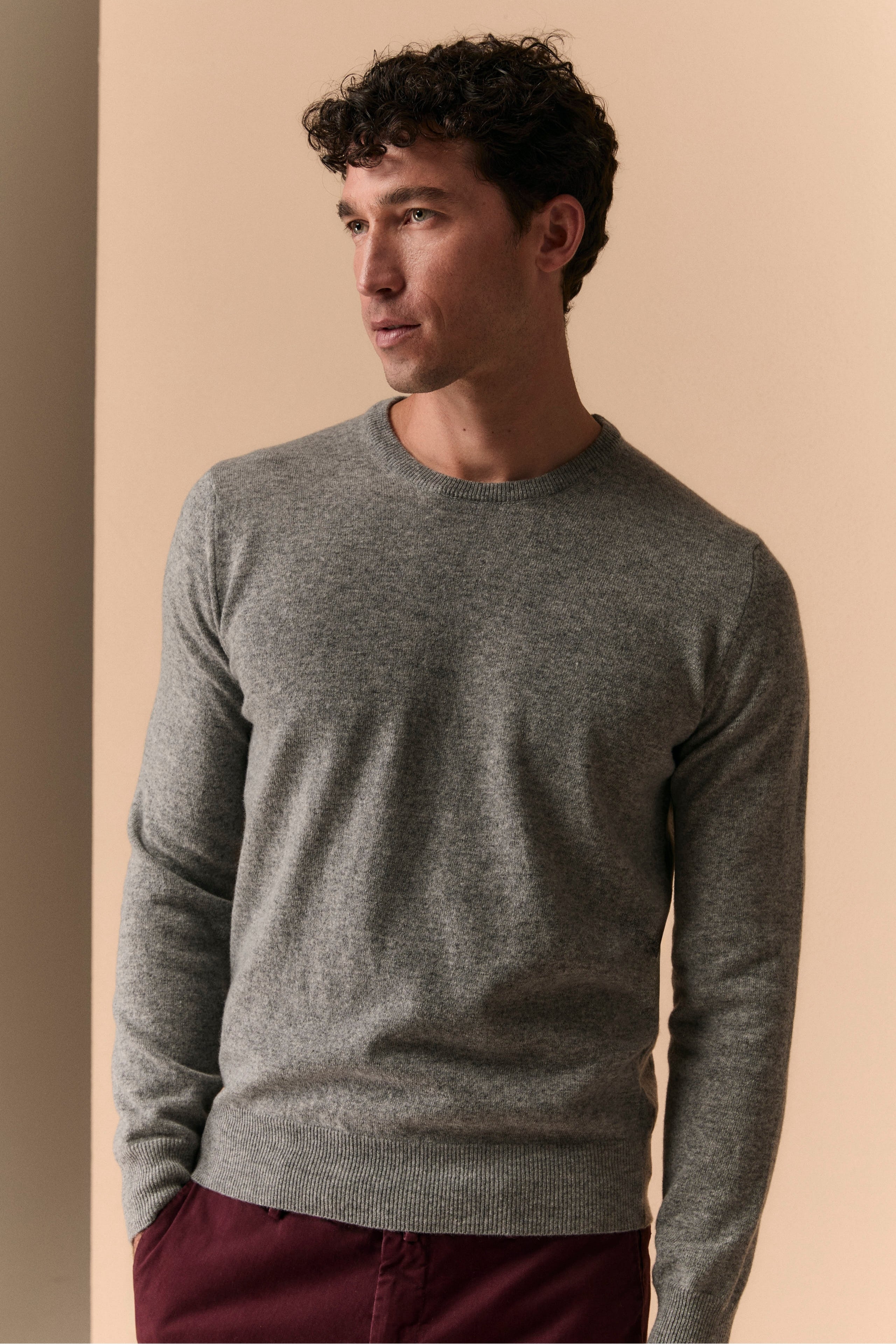 Sweater in Extrafine Merino Wool - Grey melange