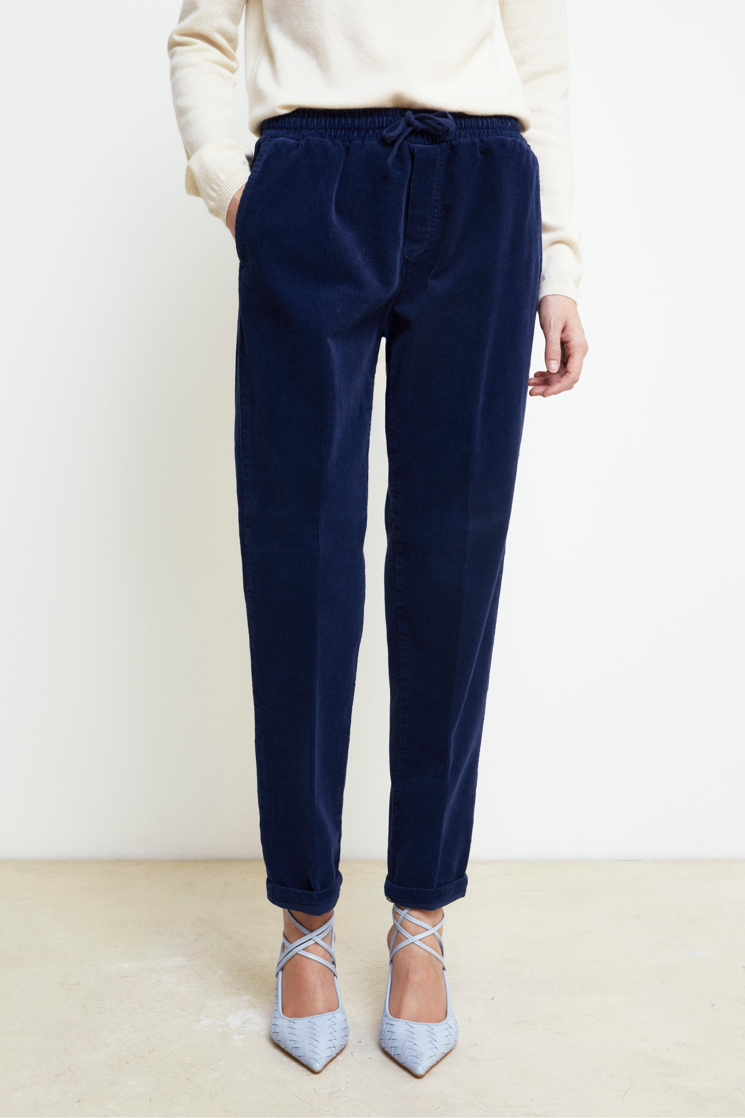 Pantalon Jogger en Velours - BLEU MOYEN