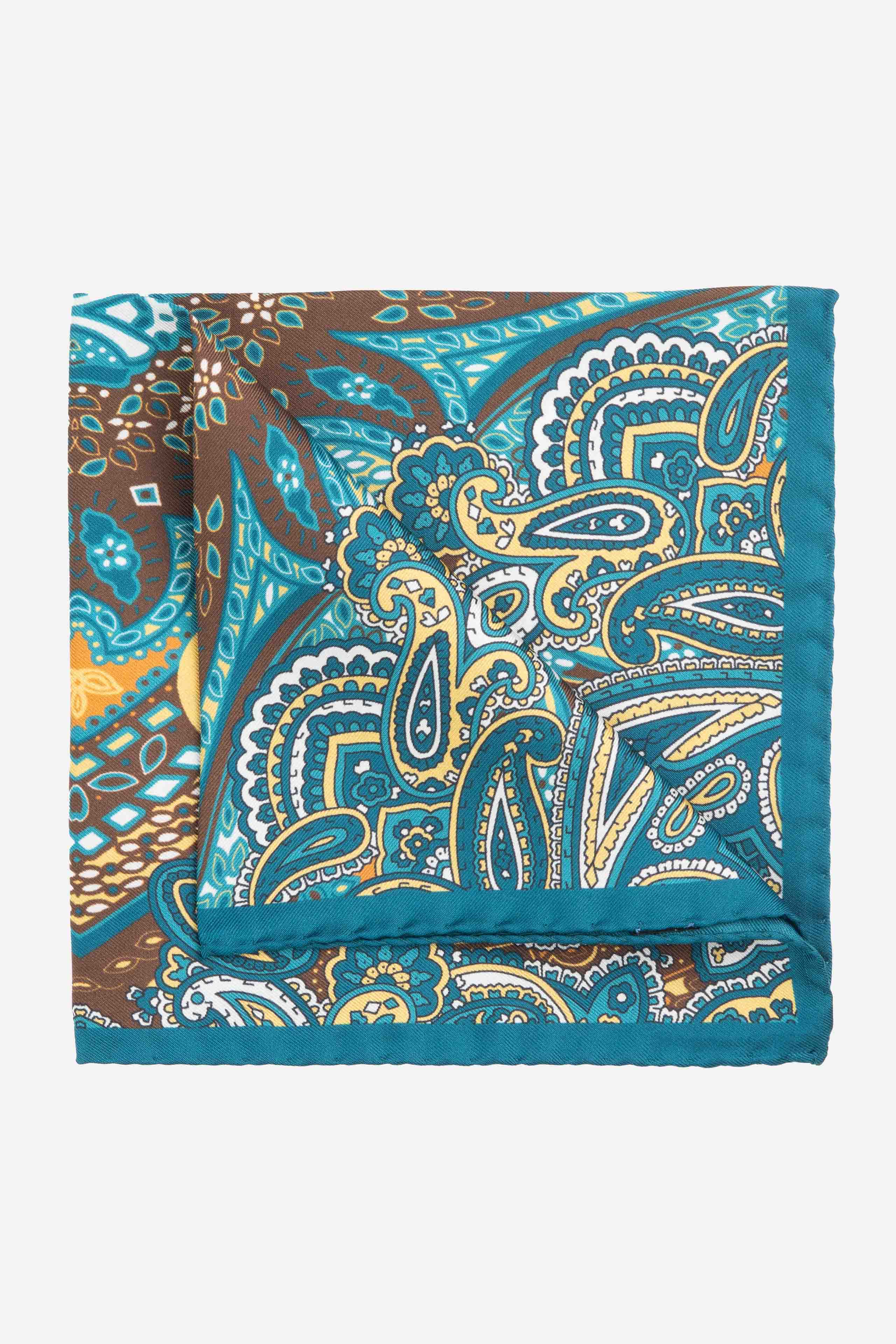 Silk ripasso clutch bag - Green pattern