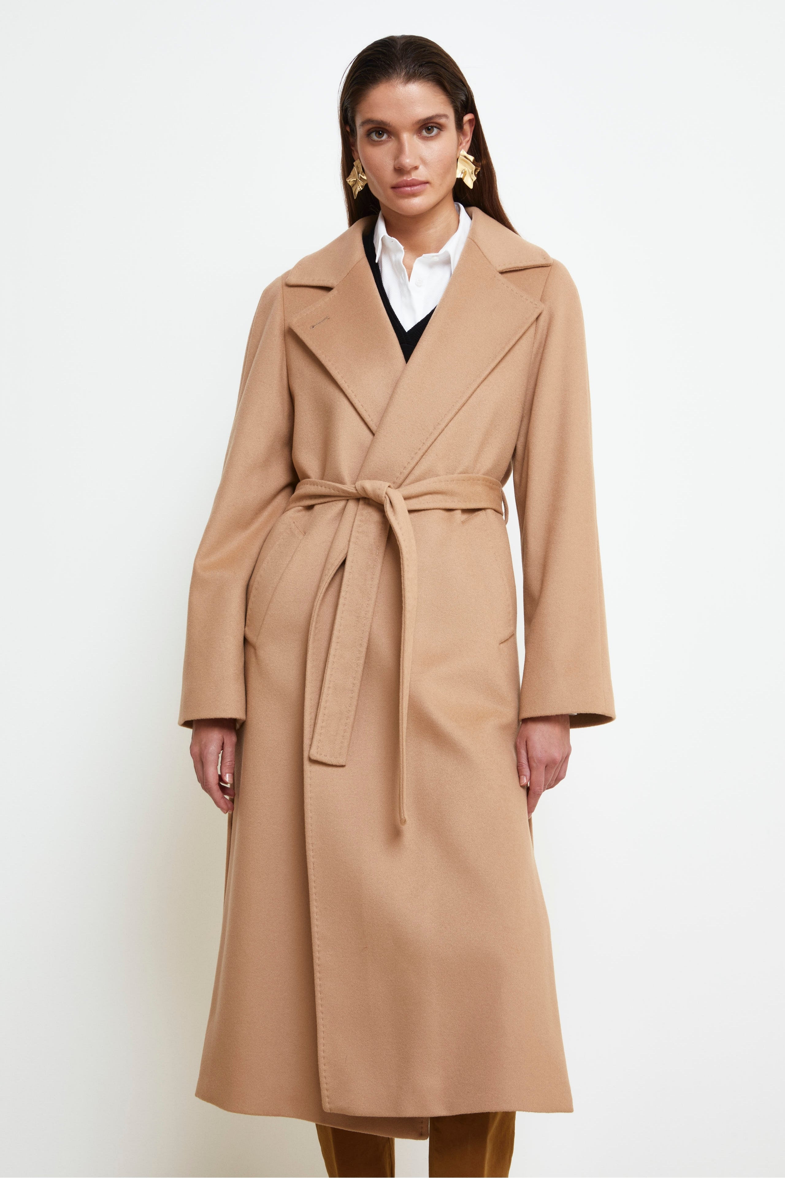 Long coat in wool and cashmere - CAMEL