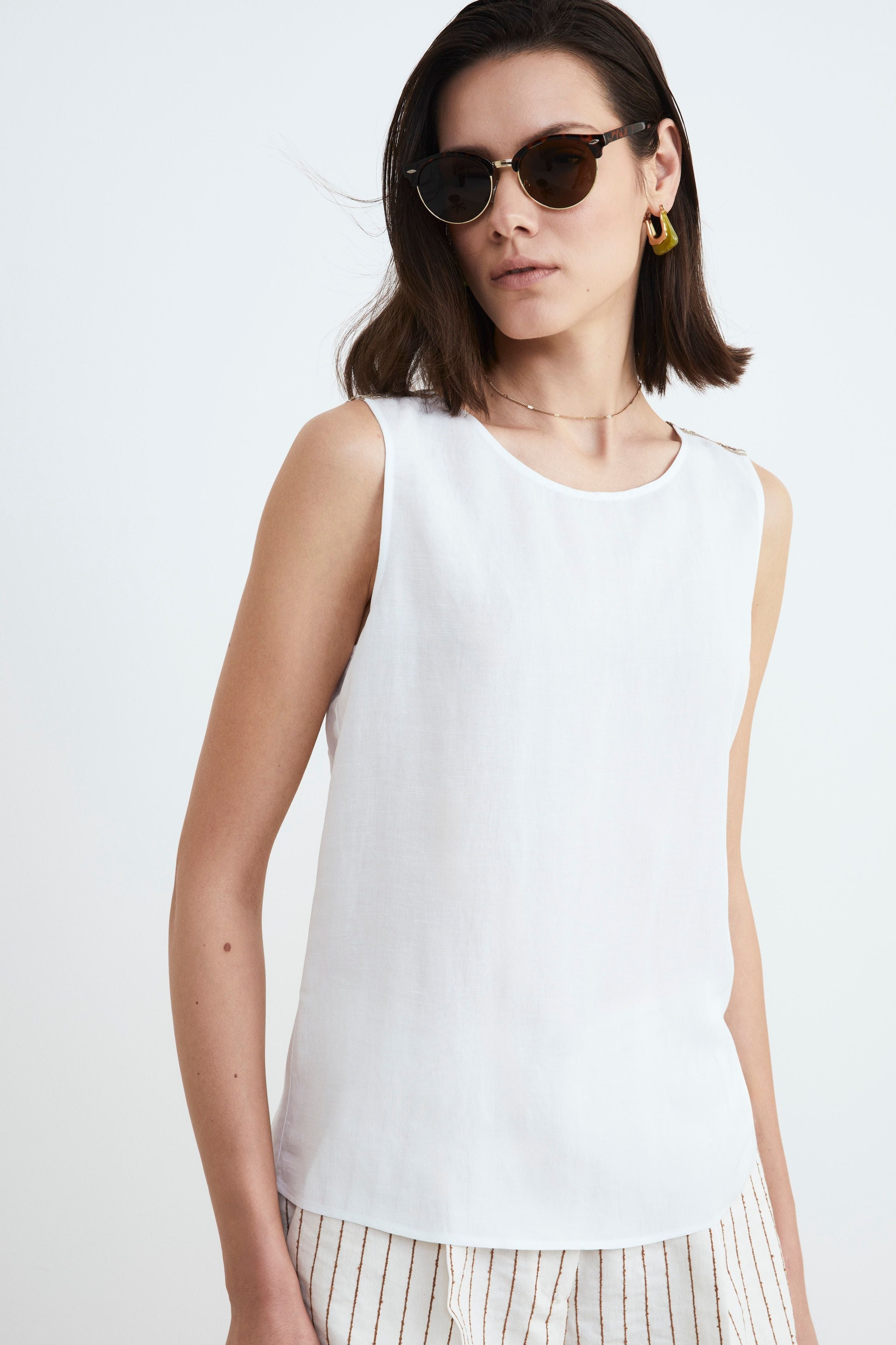 White linen top - CREAM