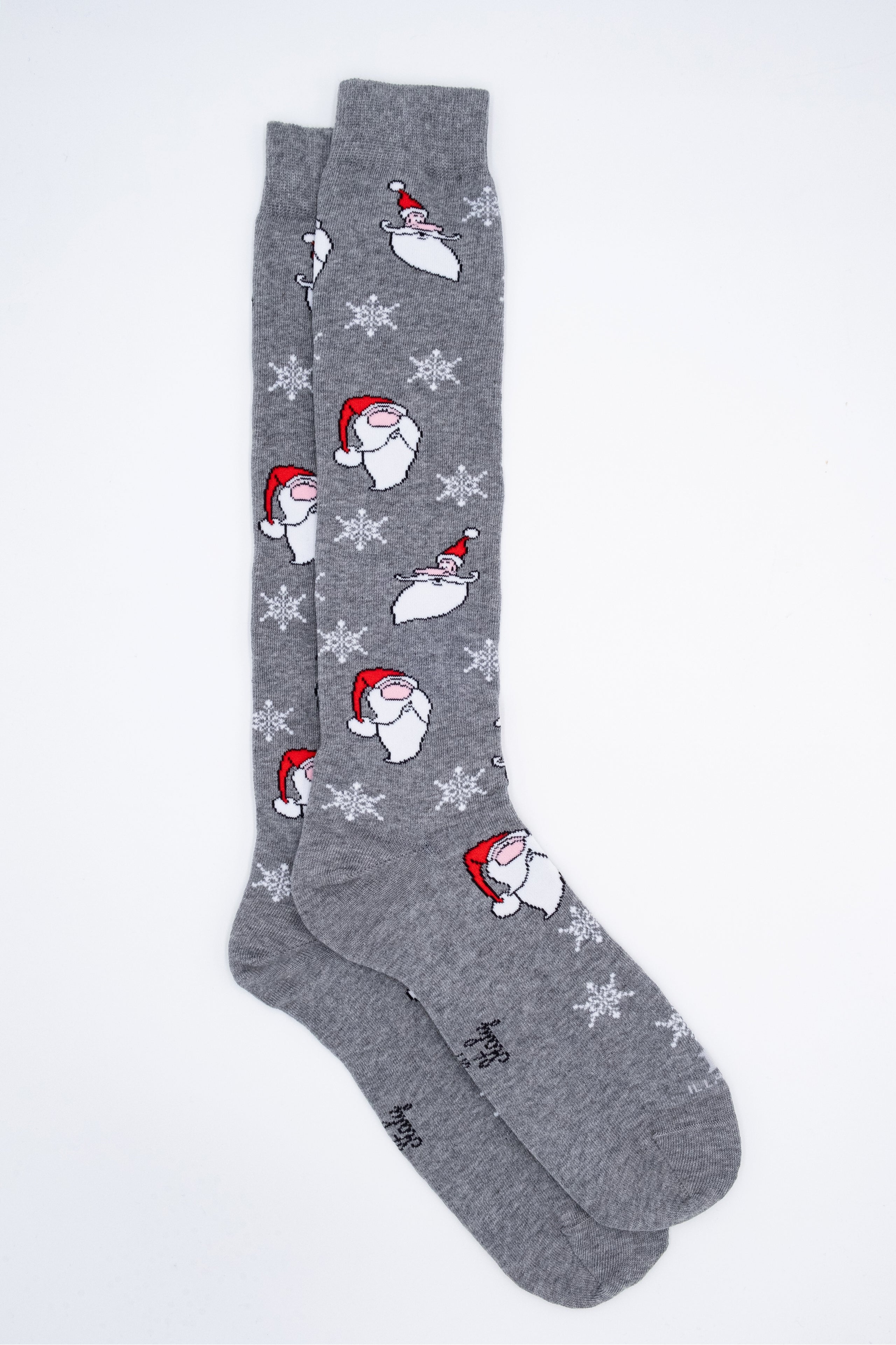 Lange Socken mit Weihnachtsmuster - Hellgrau