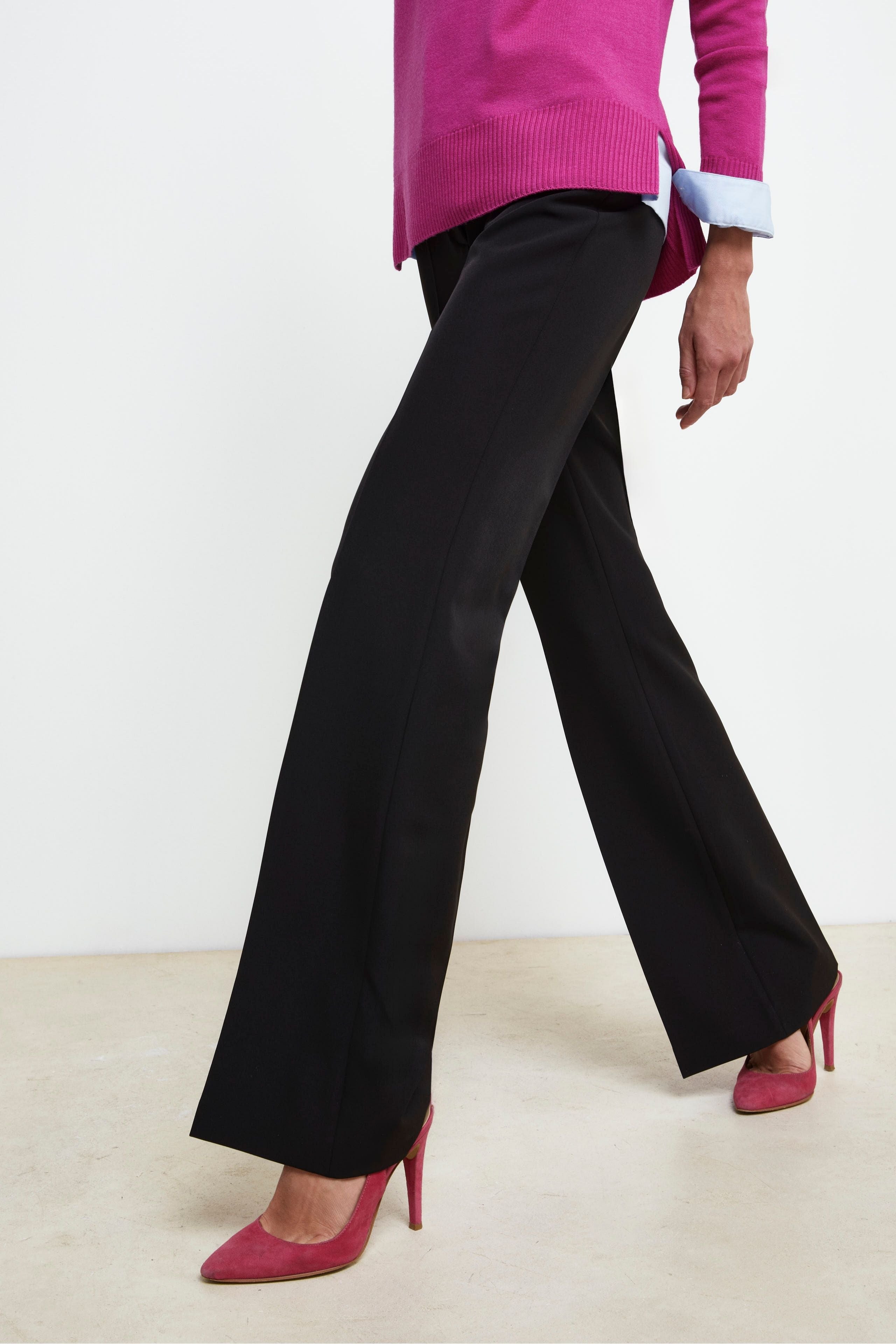 Classic Flared Trousers - BLACK