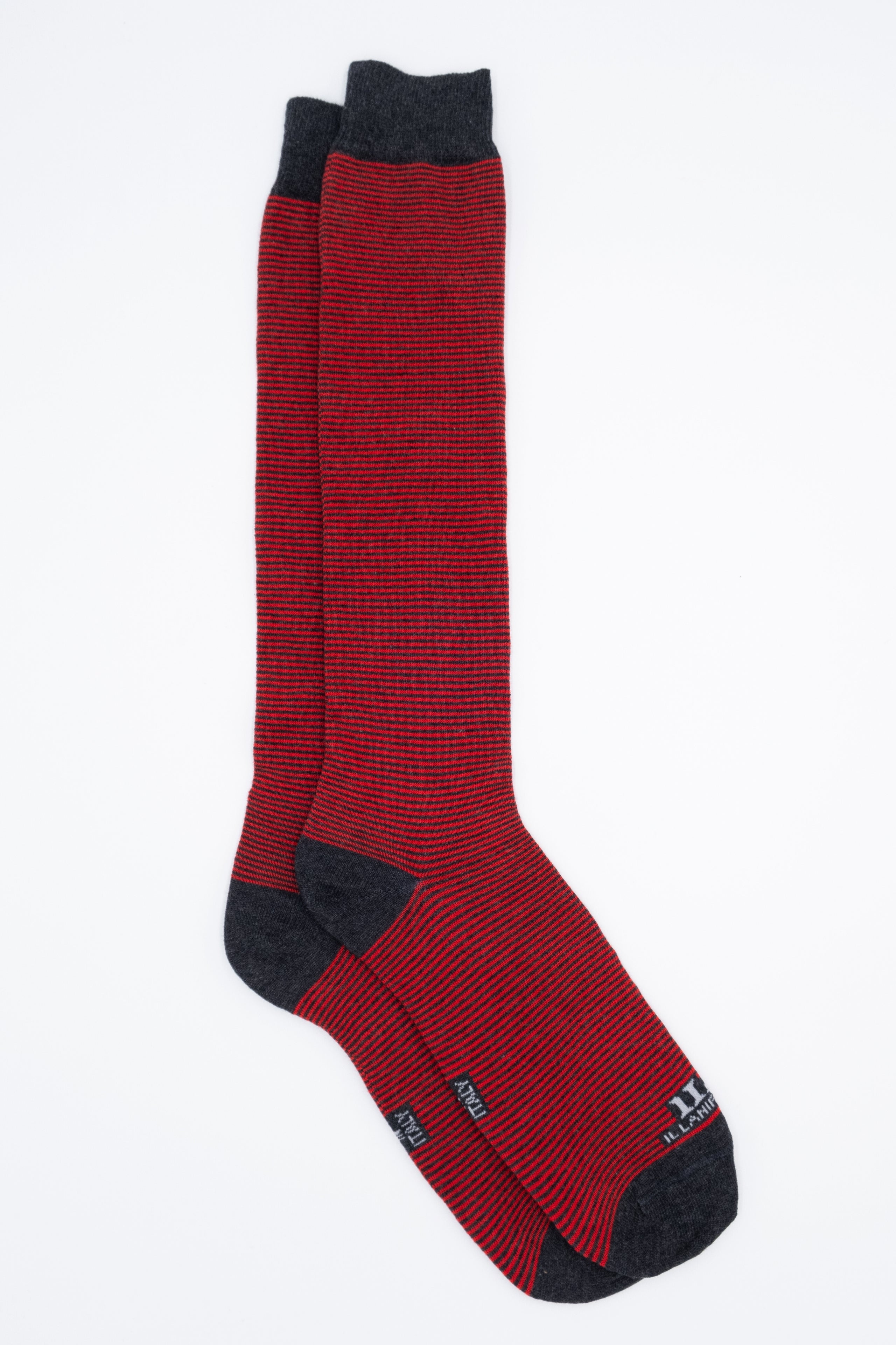 Long Socks with Windsor Pattern - Striped Red