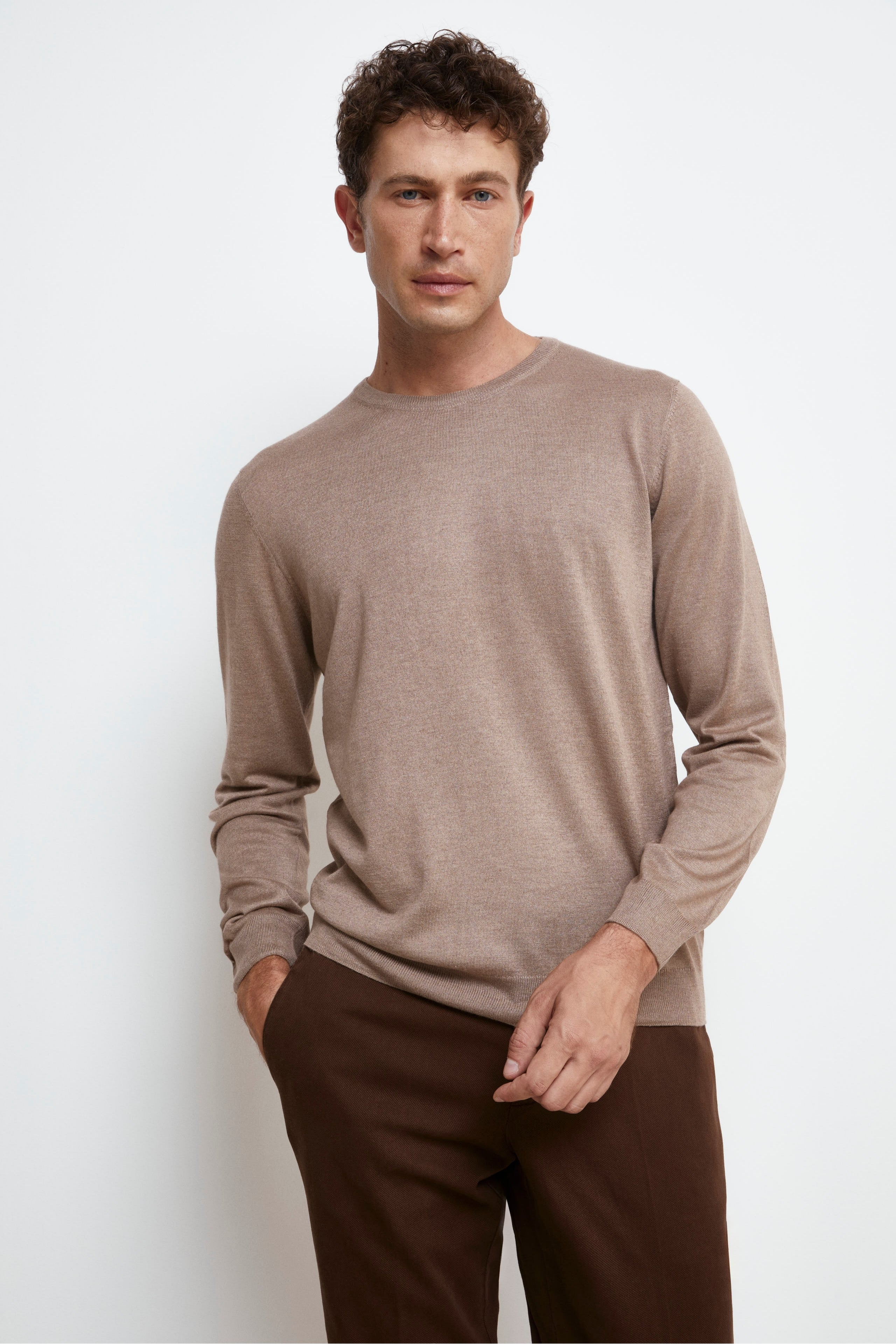 Extra-fine silk and cashmere jersey - Mink